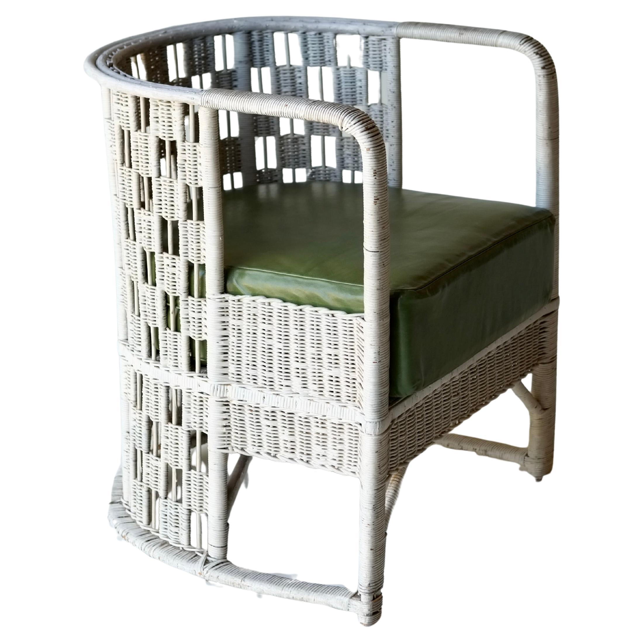 Sillón vienés secesionista de mimbre de Wilhelm Schmidt para Prag-Rudniker, 1908