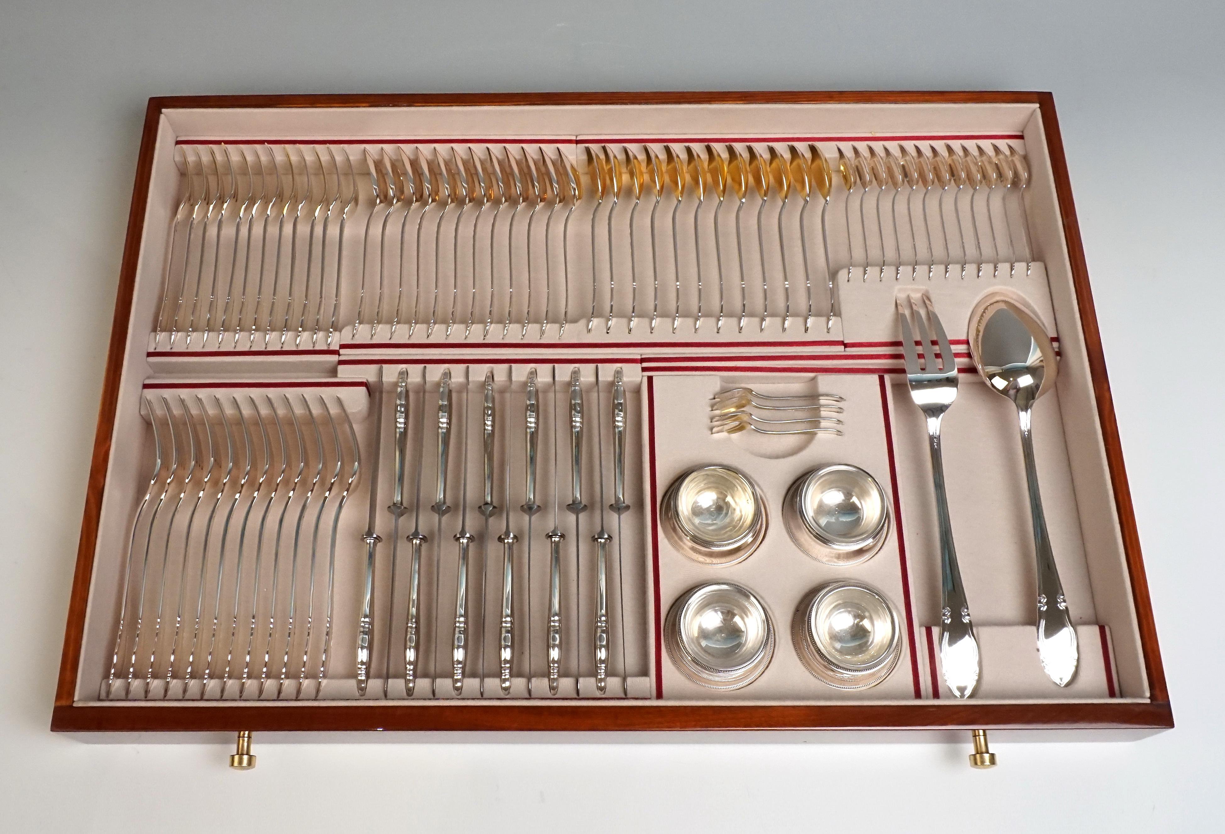 Austrian Viennese Silver Art Nouveau 121 Parts Cutlery Set for 12 People by Klinkosch  For Sale