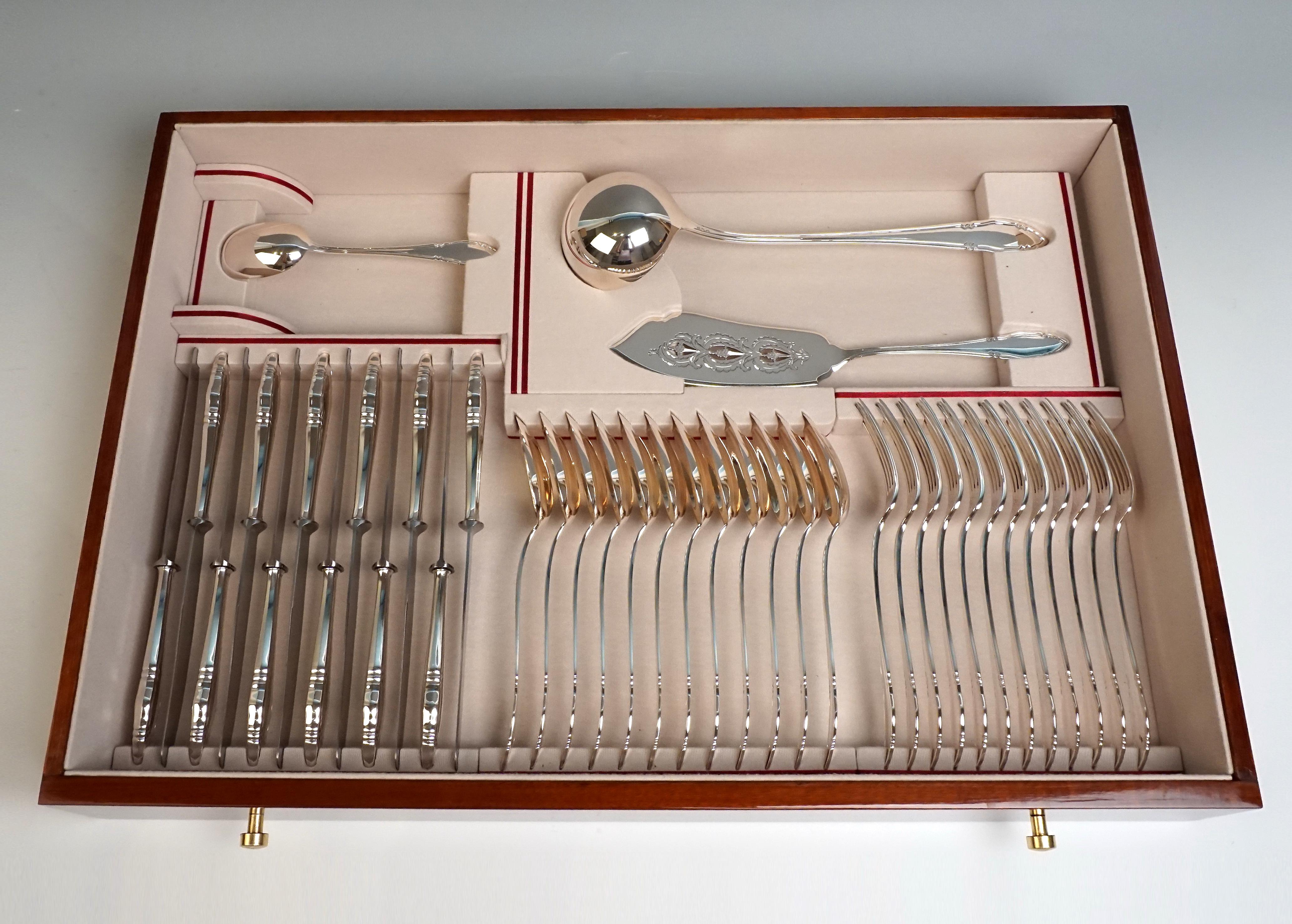 Hand-Crafted Viennese Silver Art Nouveau 121 Parts Cutlery Set for 12 People by Klinkosch  For Sale