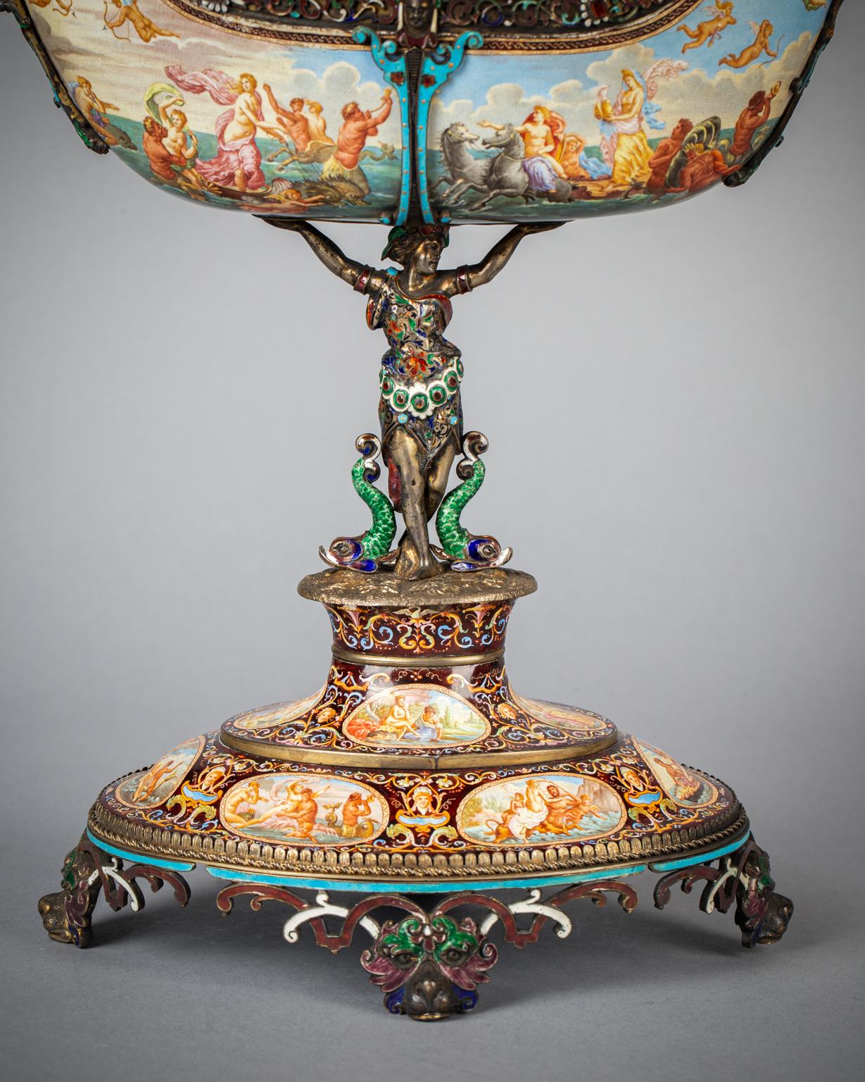 Late 19th Century Viennese Silver, Enamel and Jeweled Nef, circa 1880 For Sale