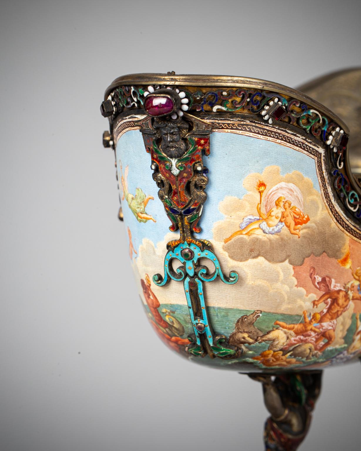 Viennese Silver, Enamel and Jeweled Nef, circa 1880 For Sale 4