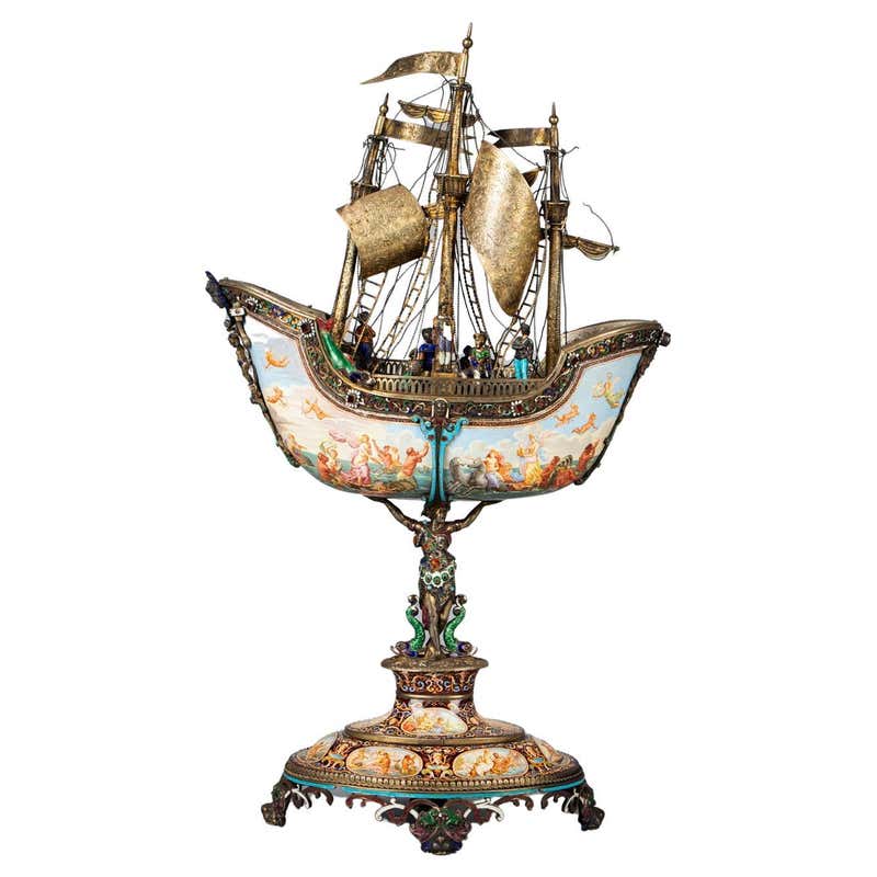German Silver Gilt and Shell Covered Nautilus Cup, circa 1880 For Sale ...