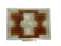 Viennese silver enamel guilloche box or case, 1922