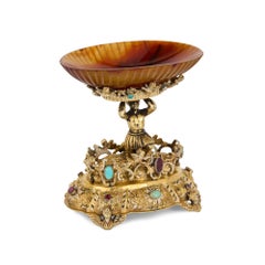Viennese Silver-Gilt, Agate, and Opal-Encrusted Tazza