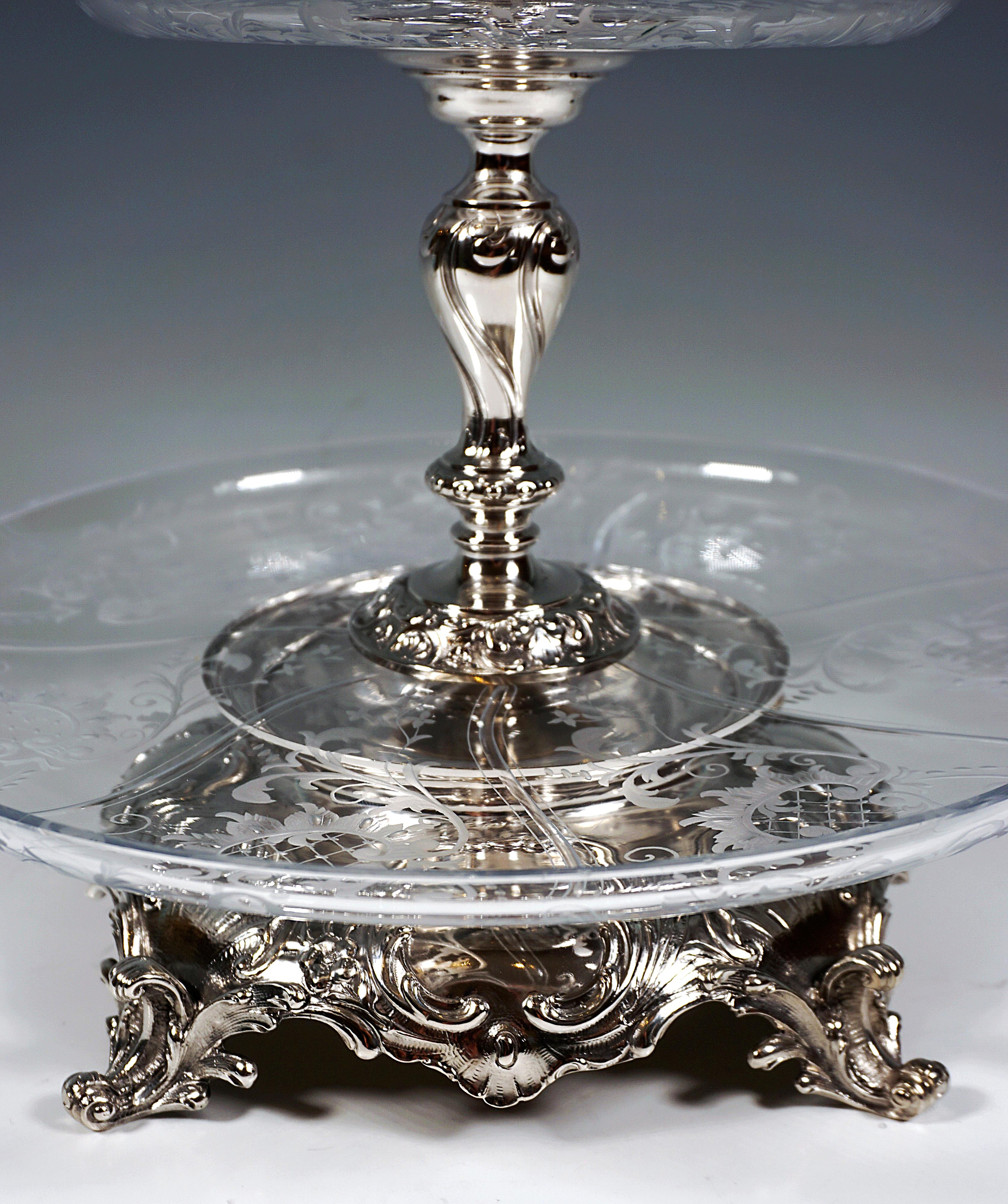 Viennese Silver & Glass Art Nouveau Table Étagère by Würbel & Szokally, Ca. 1900 For Sale 1