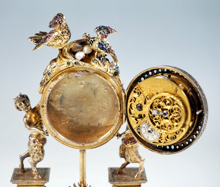 Viennese Silver Historicism Splendour Clock with Enamel And Gemstones, Ca 1880 1