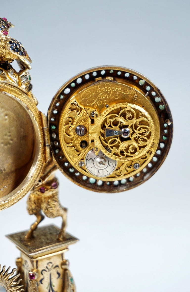 Viennese Silver Historicism Splendour Clock with Enamel And Gemstones, Ca 1880 2