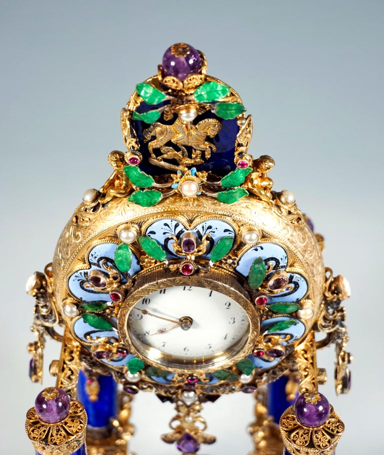 Viennese Silver Historicism Splendour Clock with Musical Movement, Around 1880 For Sale 3