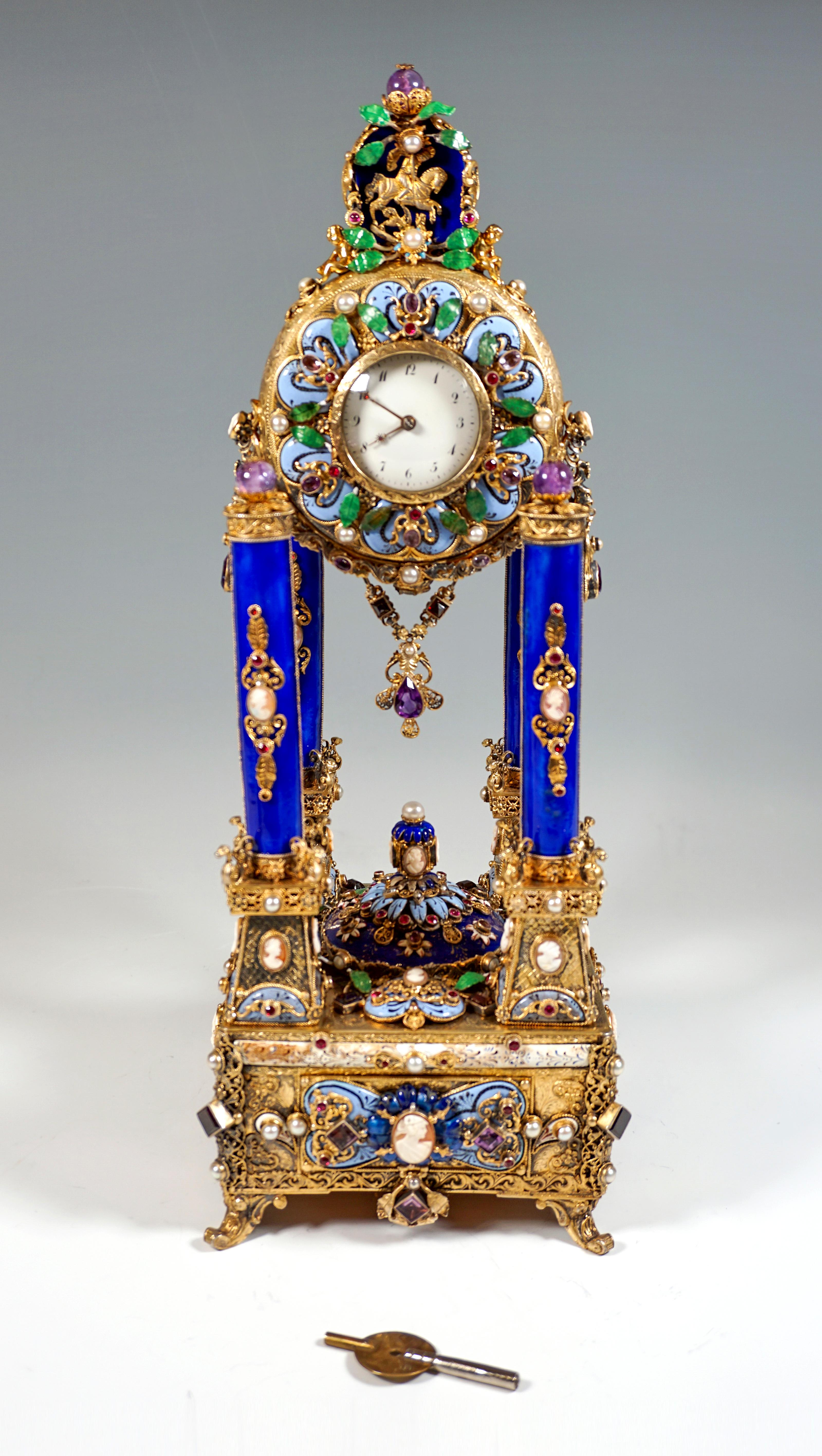 Viennese Silver Historicism Splendour Clock with Musical Movement, Around 1880 For Sale 9