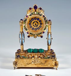 Horloge de l'histoire de l'argent viennoise Splendour avec mouvement musical, vers 1880
