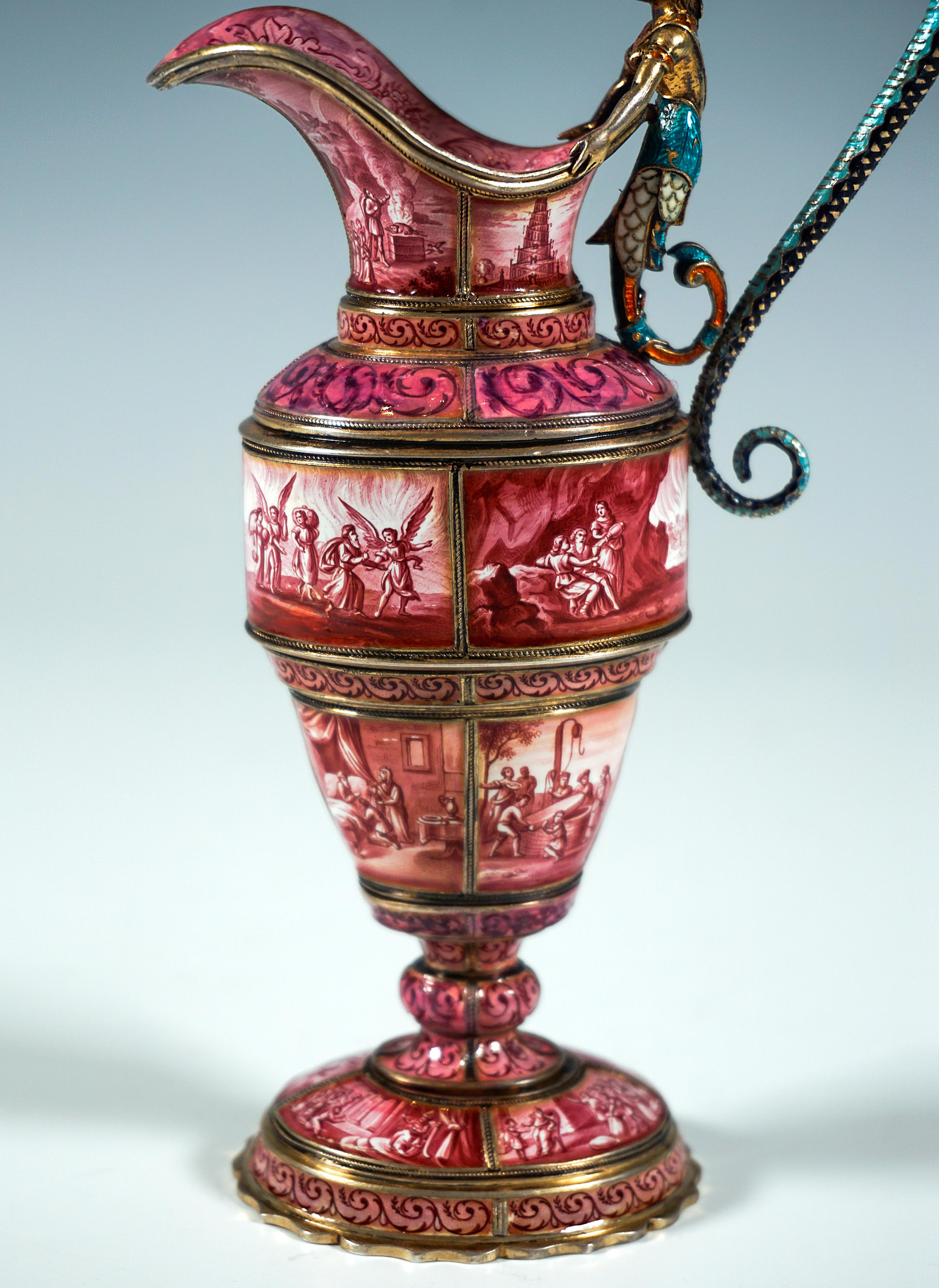 Enameled Viennese Silver Jug With Finest Enamel Painting, Hermann Boehm, Circa 1870 For Sale