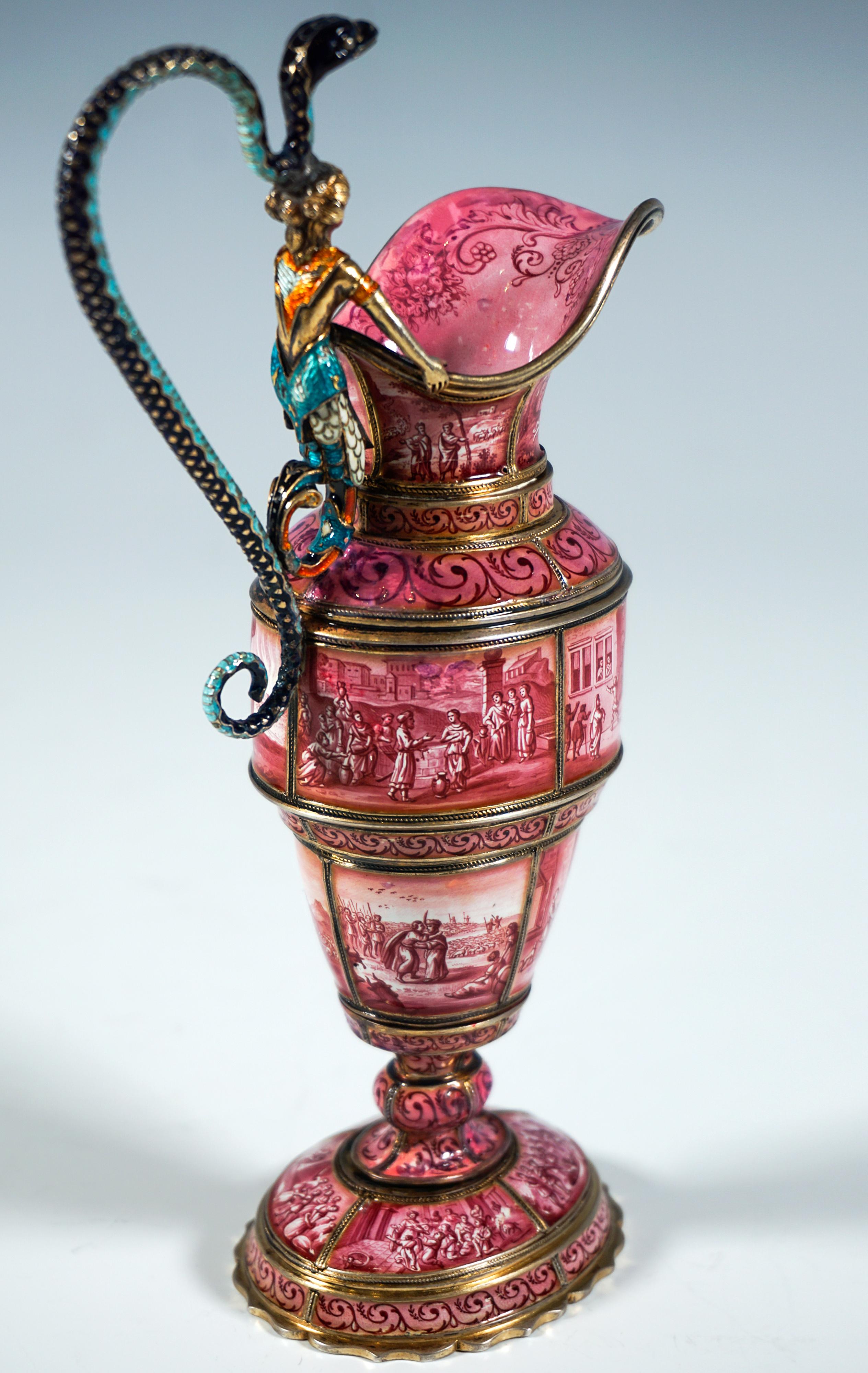 Late 19th Century Viennese Silver Jug With Finest Enamel Painting, Hermann Boehm, Circa 1870 For Sale