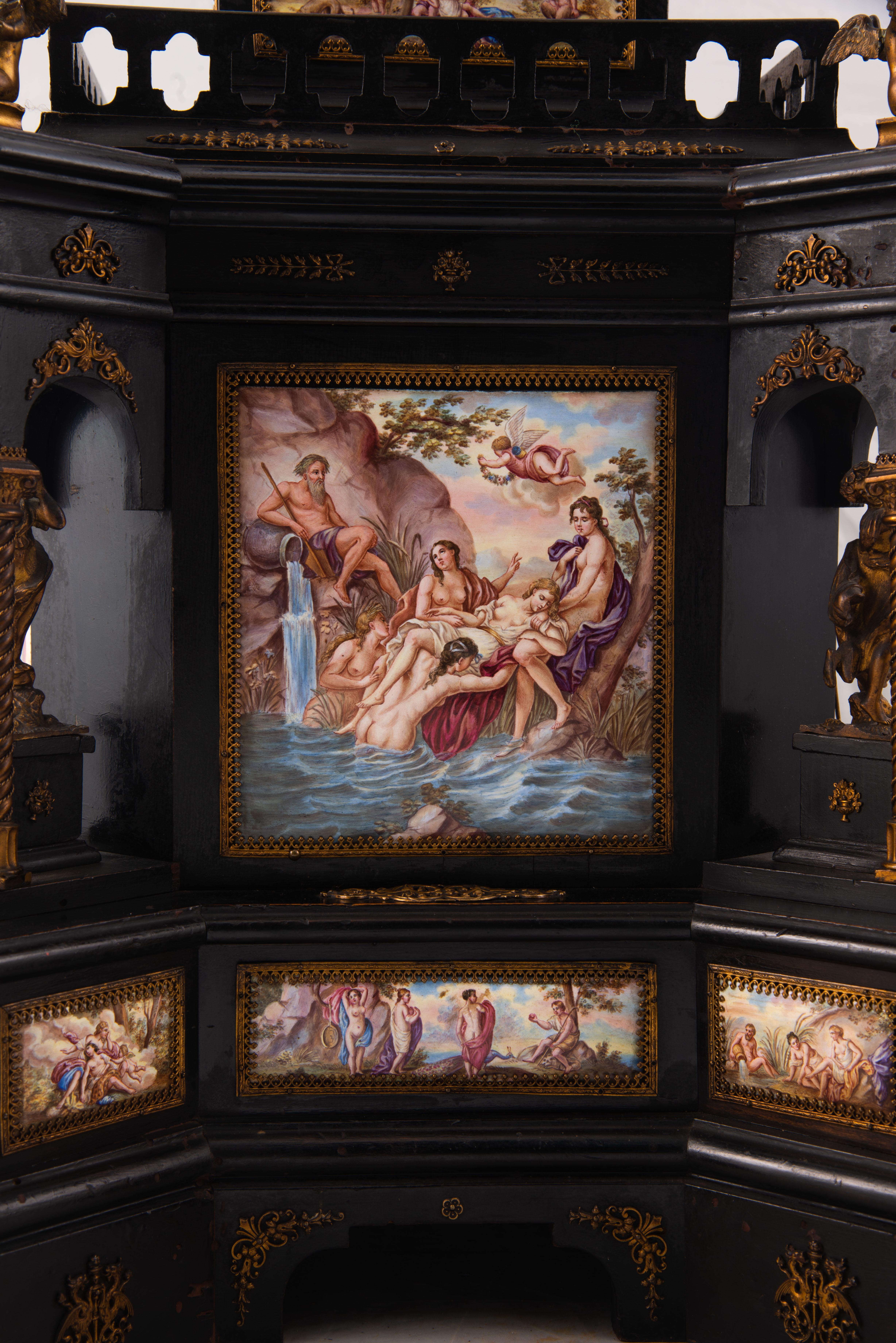 Viennese tabletop jewelry box or chest. Austria, 19th century. For Sale 4