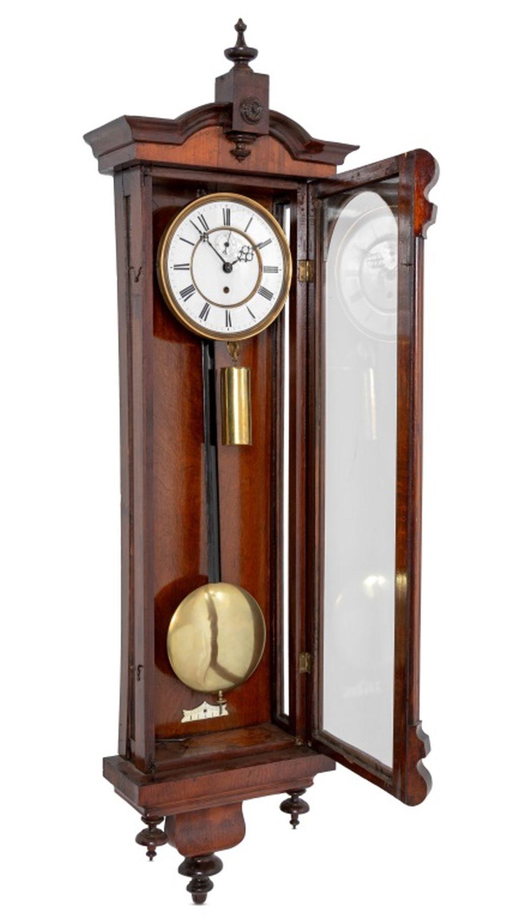 Austrian Viennese Walnut Single Weight Regulator For Sale