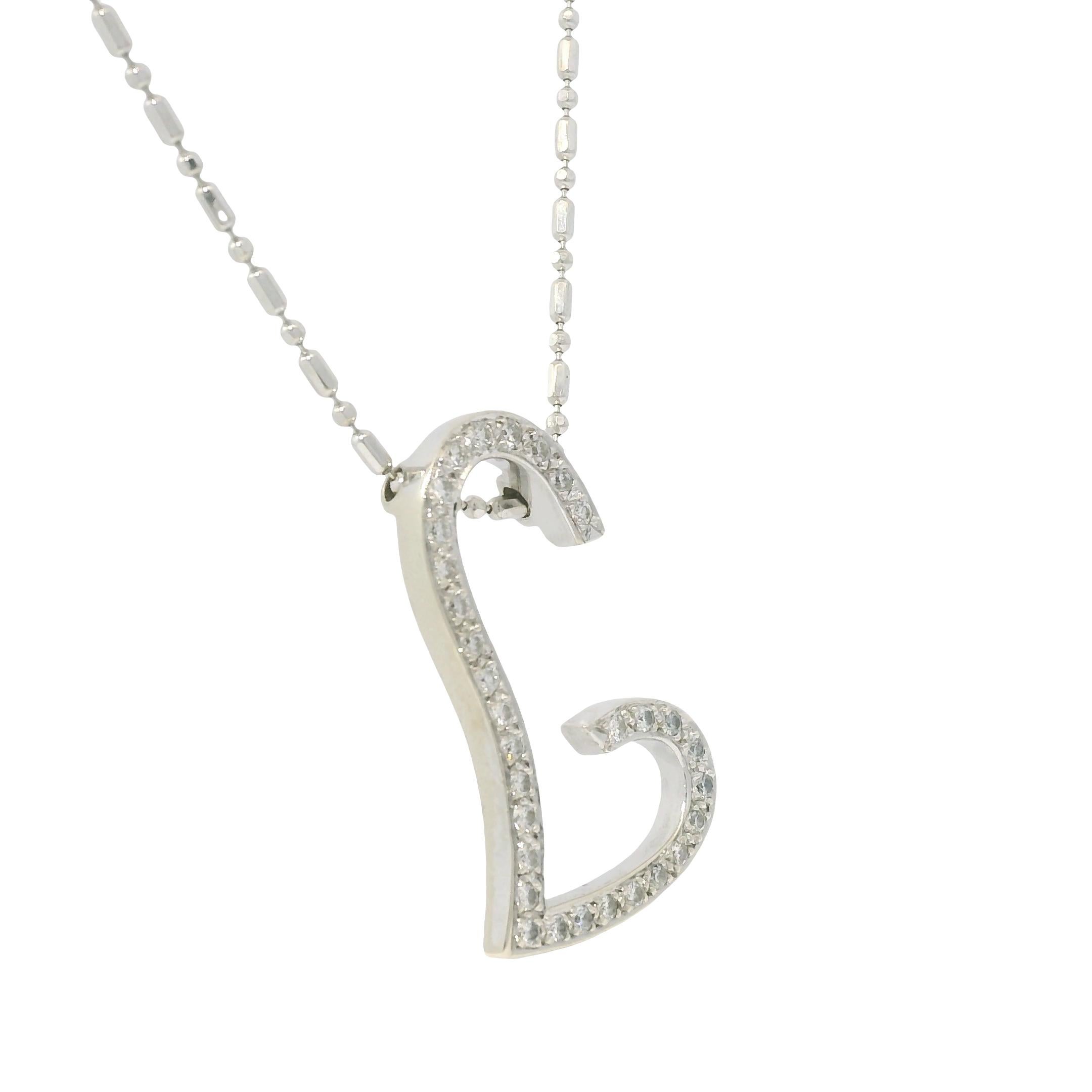VIERI Collier à cœur ouvert en or blanc 14k et diamants naturels en vente 4