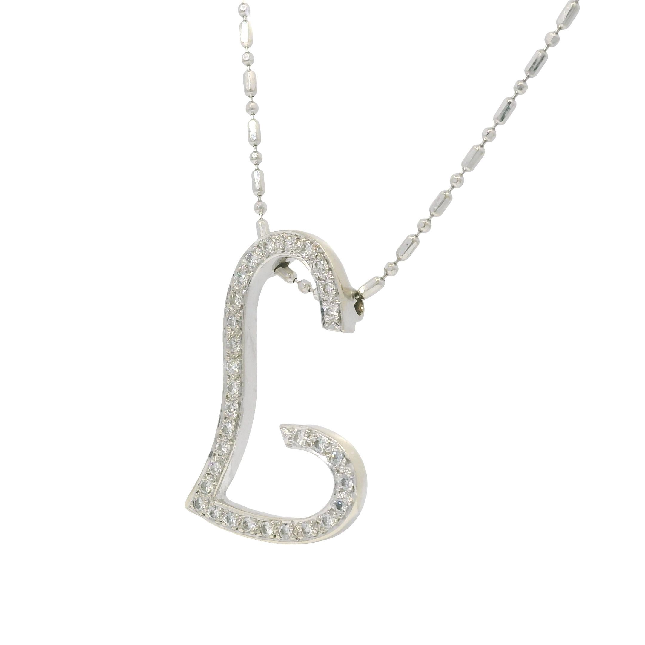 Moderne VIERI Collier à cœur ouvert en or blanc 14k et diamants naturels en vente