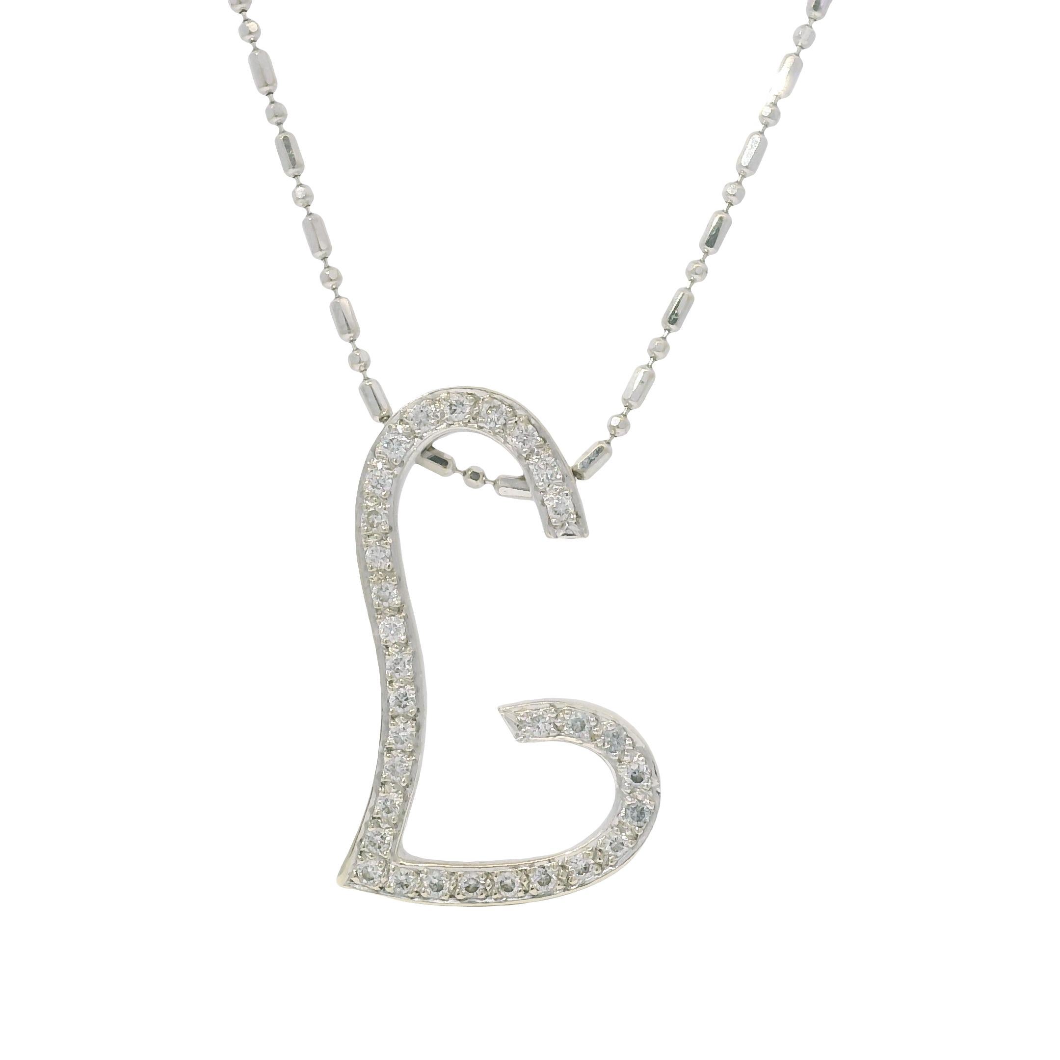 VIERI Collier à cœur ouvert en or blanc 14k et diamants naturels en vente 1