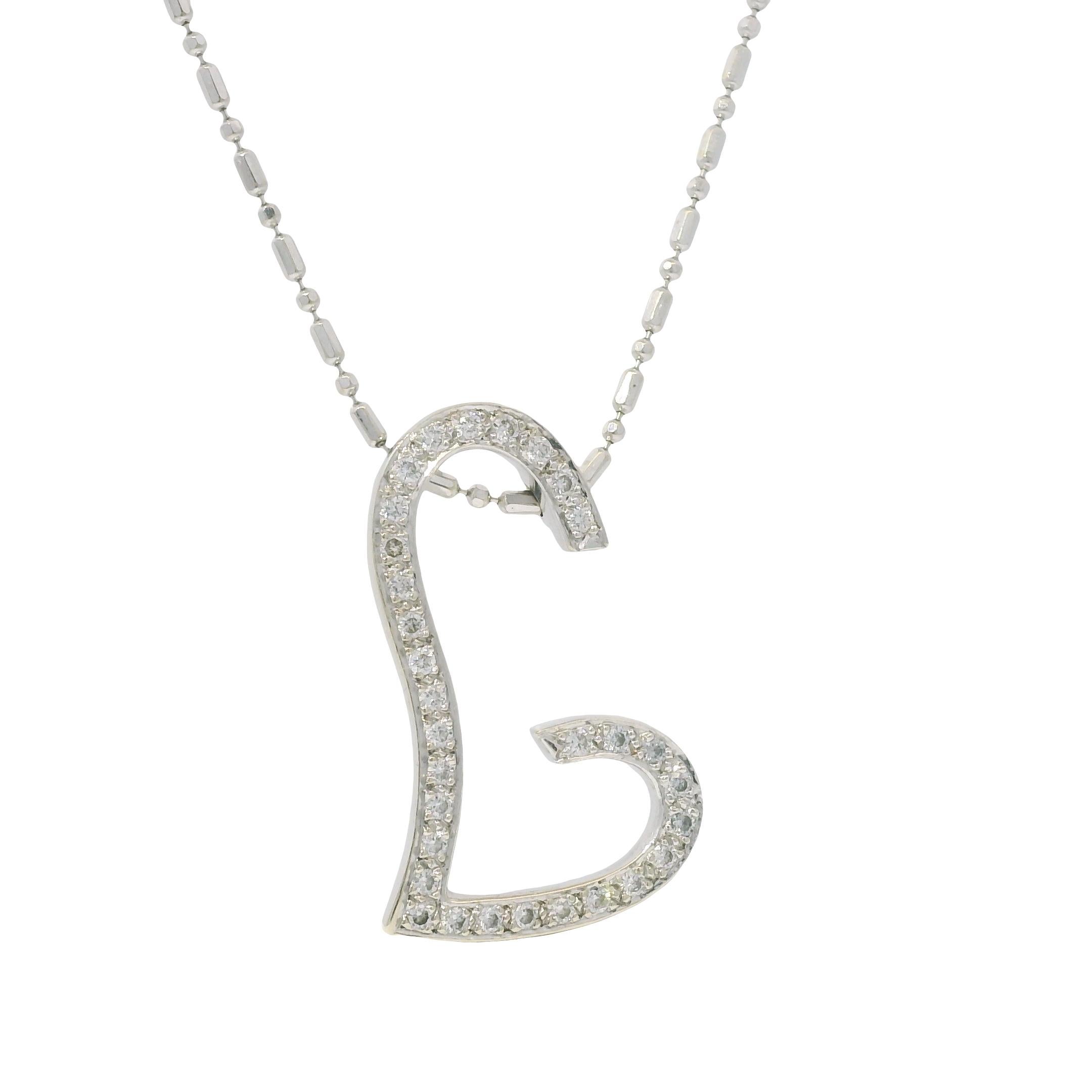 VIERI Collier à cœur ouvert en or blanc 14k et diamants naturels en vente 2