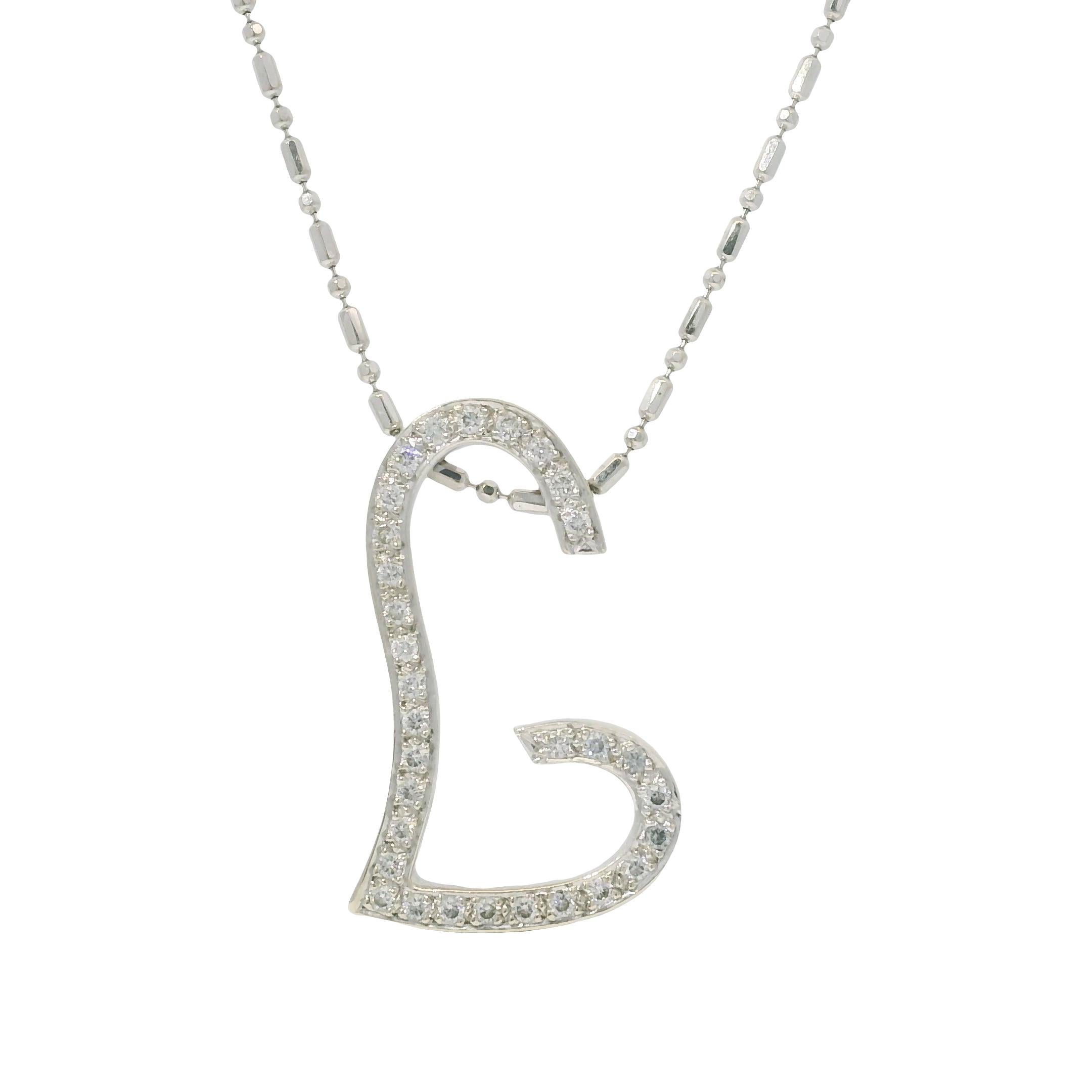 VIERI Collier à cœur ouvert en or blanc 14k et diamants naturels en vente 3