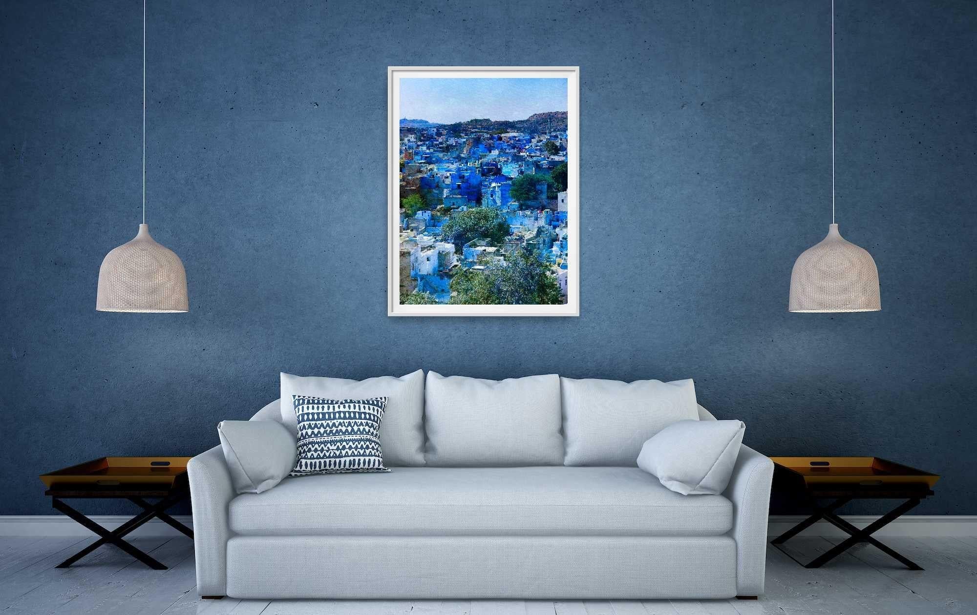 The blue city, Photograph, C-Type - Blue Color Photograph by Viet Ha Tran