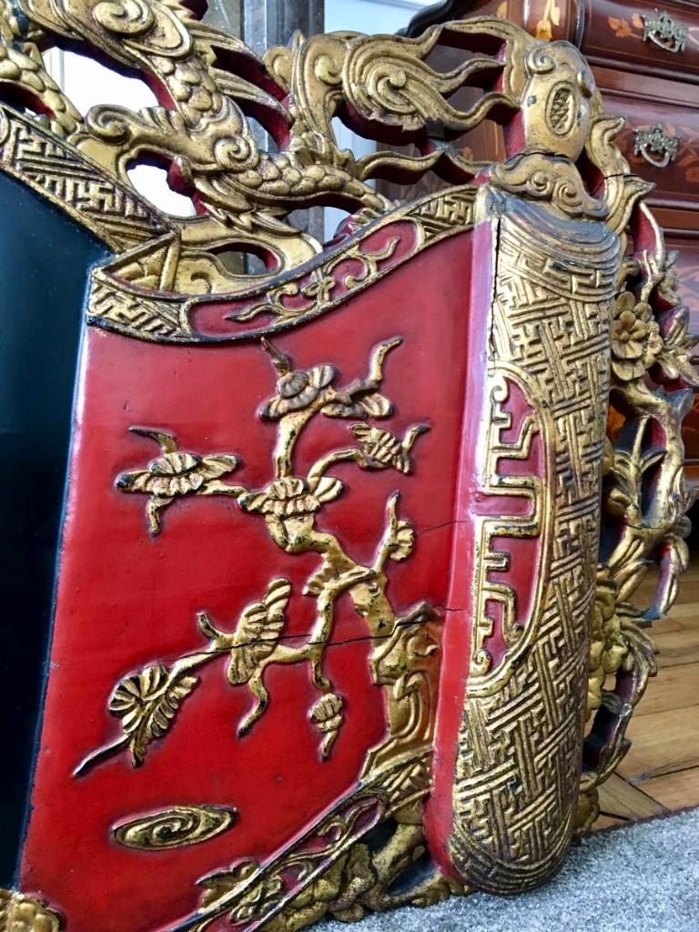Vietnam 19th Century, Important Lacquered Wood Panel For Sale 3