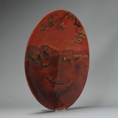 Vietnam / Indochine Circular Lacquered Wooden Plate Nguyen Quang Mau