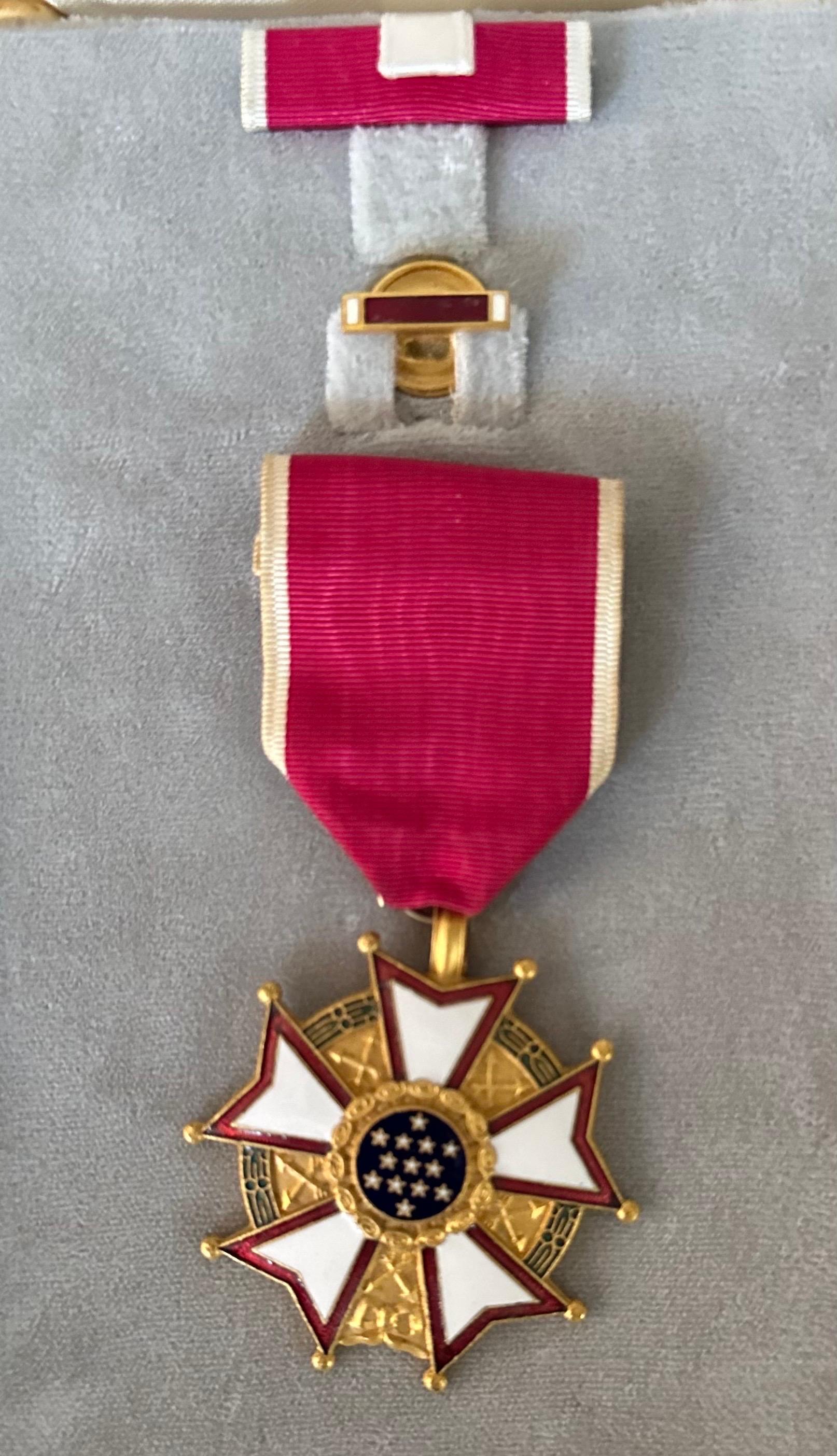 Metal Vietnam War Naval Legion of Merit Medal and Citation with Combat 