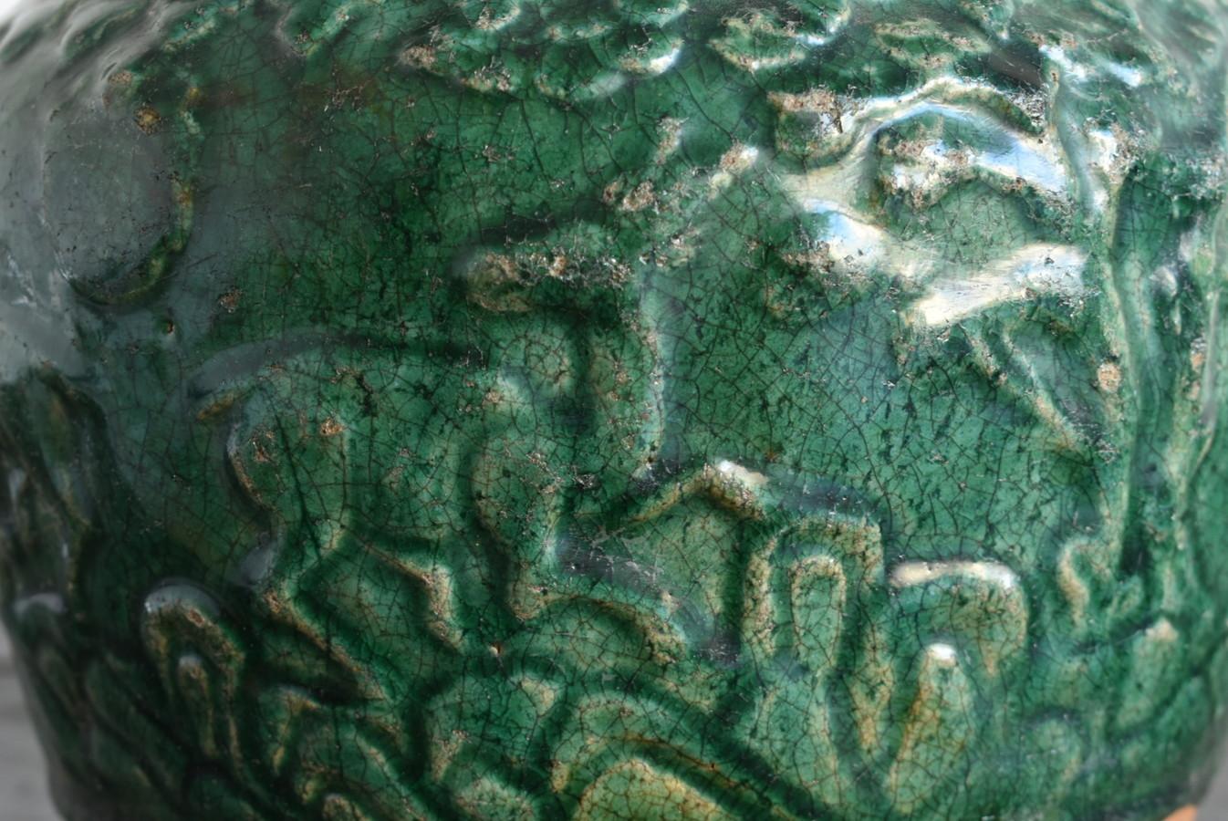 Vietnamese Antique Pottery with Beautiful Green Glaze/1600-1700s/Animal Pattern 5