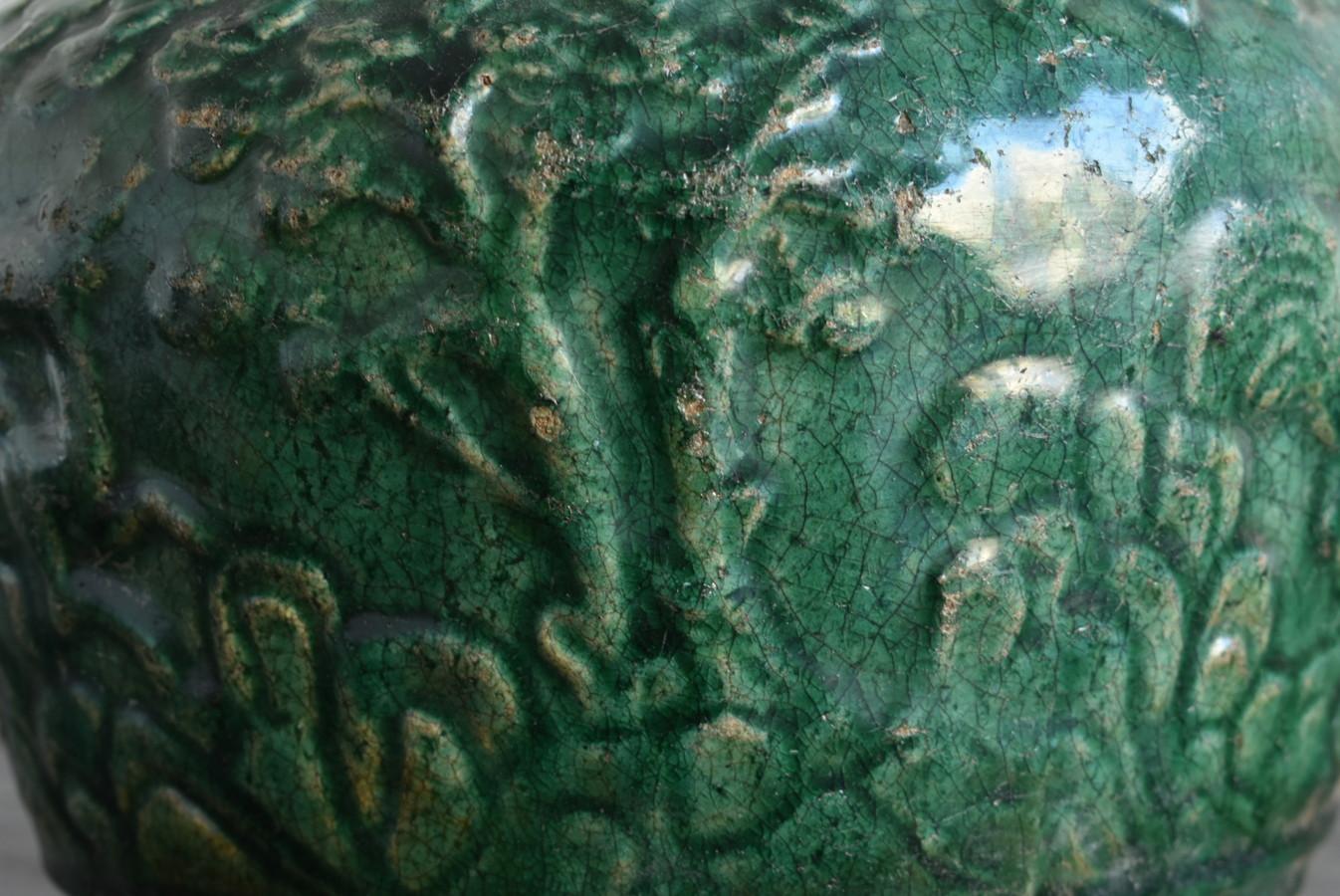 Vietnamese Antique Pottery with Beautiful Green Glaze/1600-1700s/Animal Pattern 6