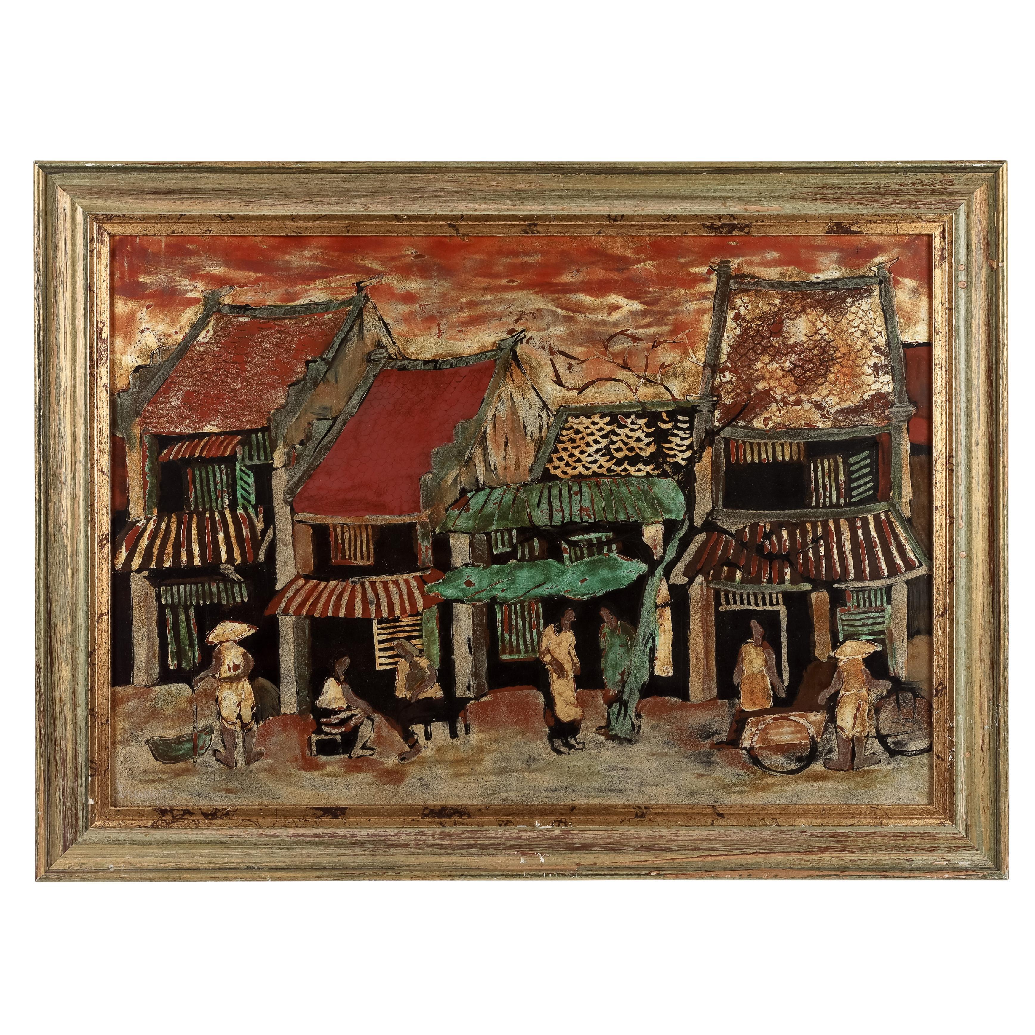 Vietnamese Lacquer By Pham Chinh Trung For Sale