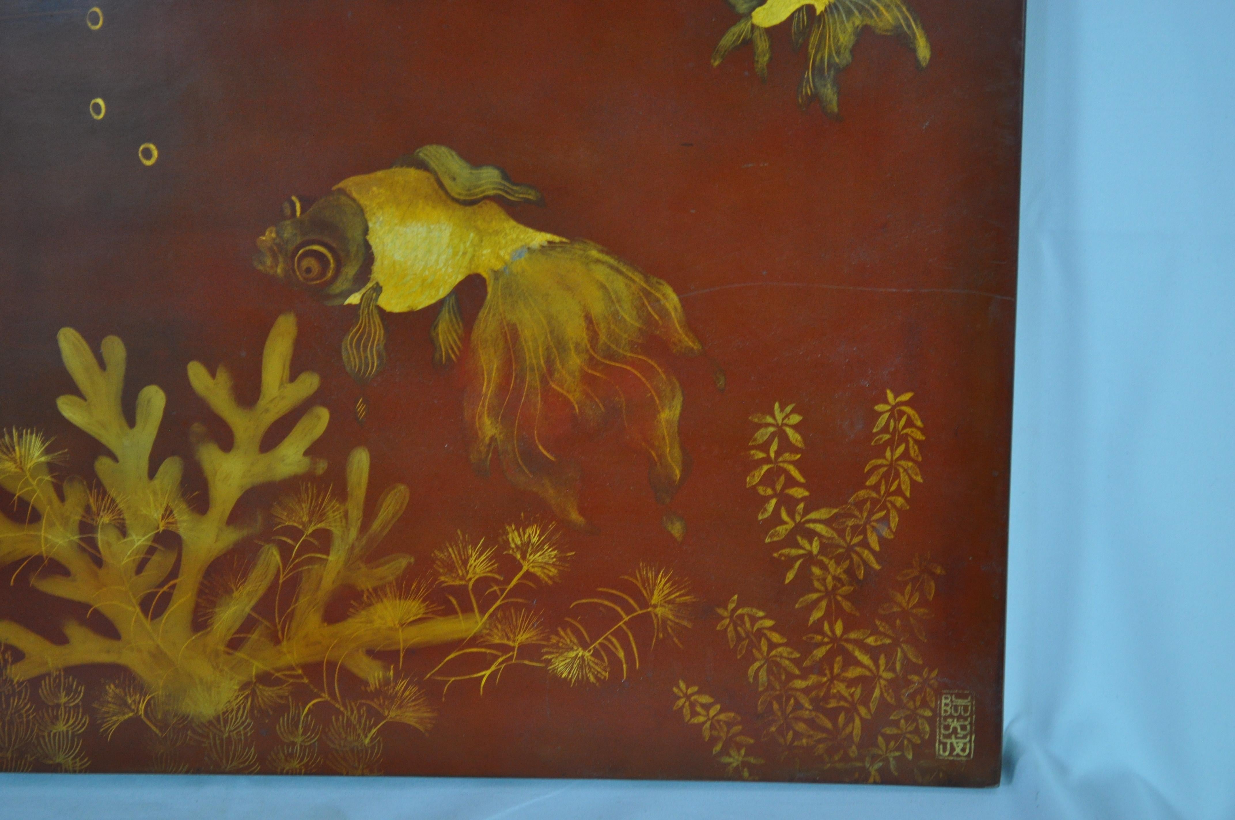 Mid-20th Century Vietnamese Lacquer Painting Signed by N'guyen Quang Long, 1940 For Sale