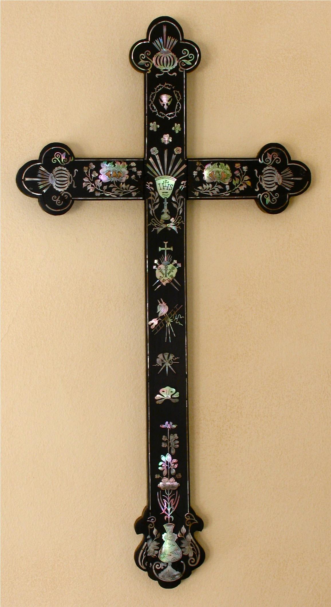 Carved Vietnamese/Southern Chinese Catholic Latin Cross For Sale