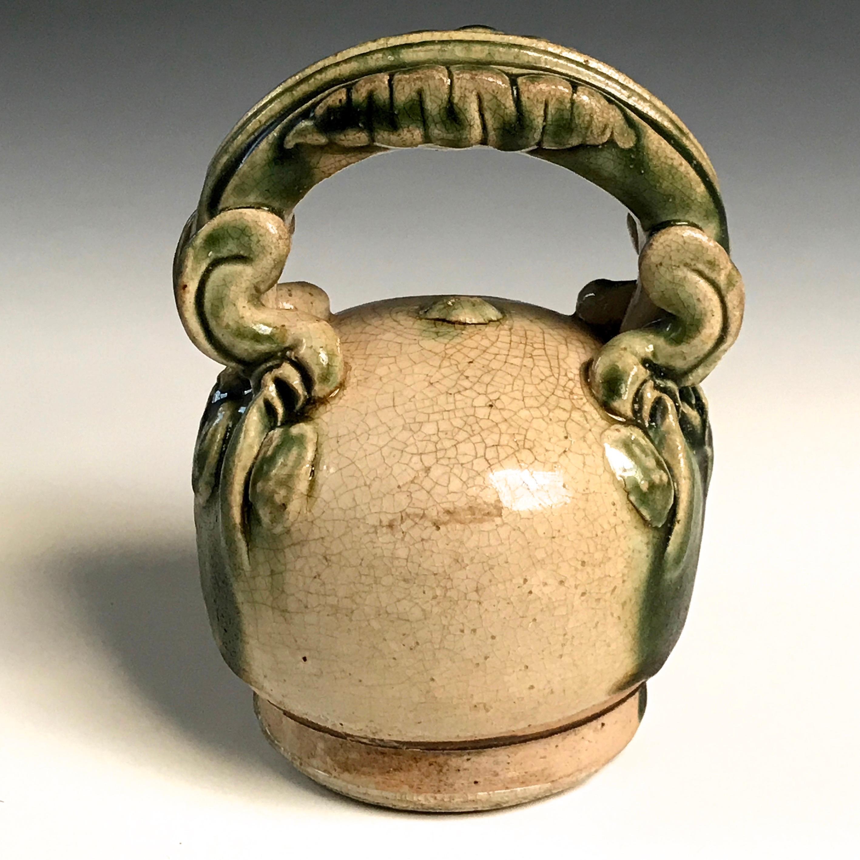 Tribal Vietnamese Three-colour Ware Ceramic Lime Pot, Chu Dao Kiln For Sale