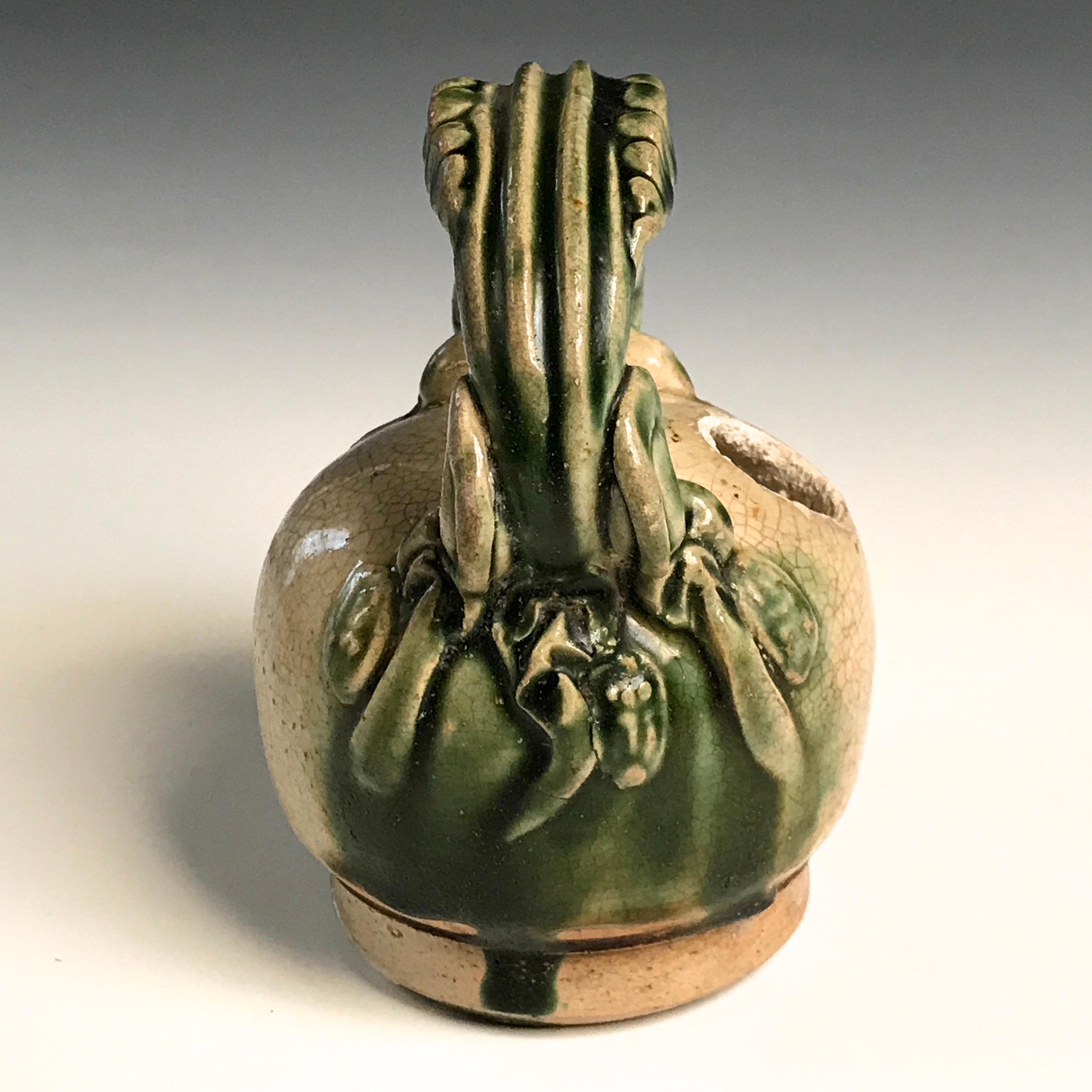 Glazed Vietnamese Three-colour Ware Ceramic Lime Pot, Chu Dao Kiln For Sale