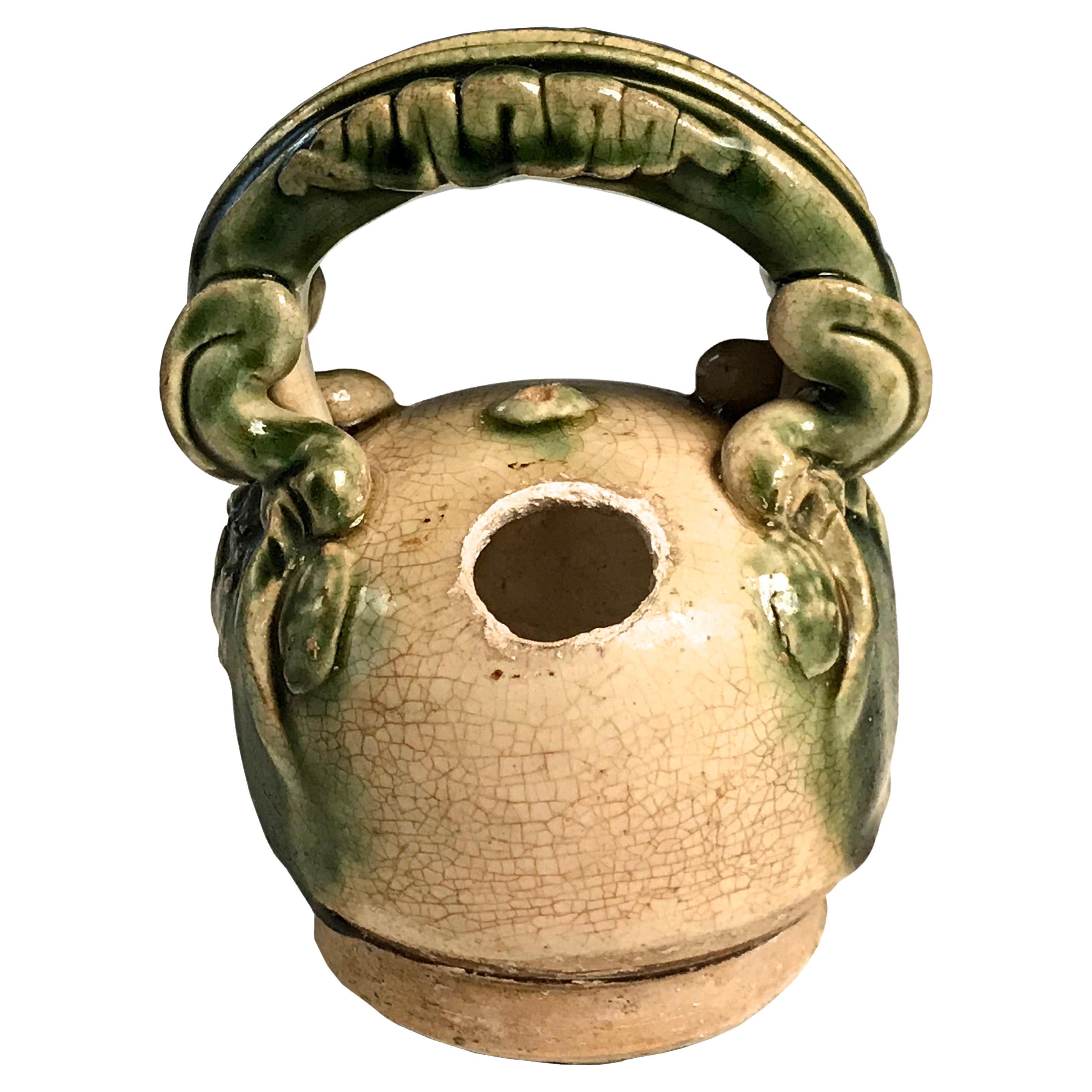 Vietnamese Three-colour Ware Ceramic Lime Pot, Chu Dao Kiln For Sale