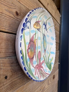 Vietri Al Mare Italian Hand-Painted Coastal Sea Life Majolica Oval Wall Platter