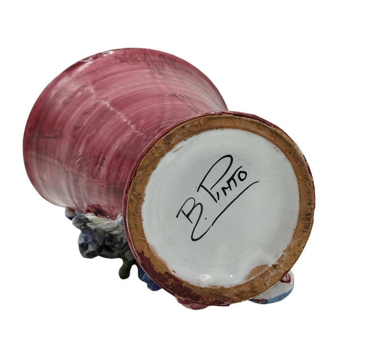 Vietri Ceramic Vase, B. Pinto Signed, Italy, 1970s For Sale at 1stDibs