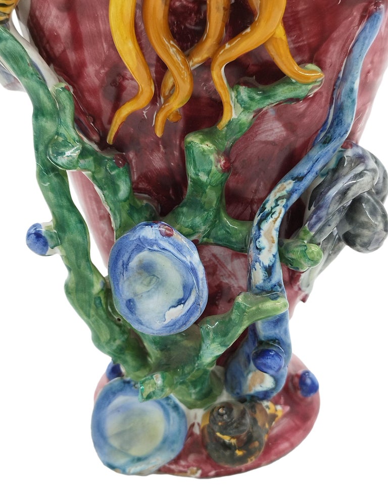 Vietri Ceramic Vase, B. Pinto Signed, Italy, 1970s For Sale at 1stDibs