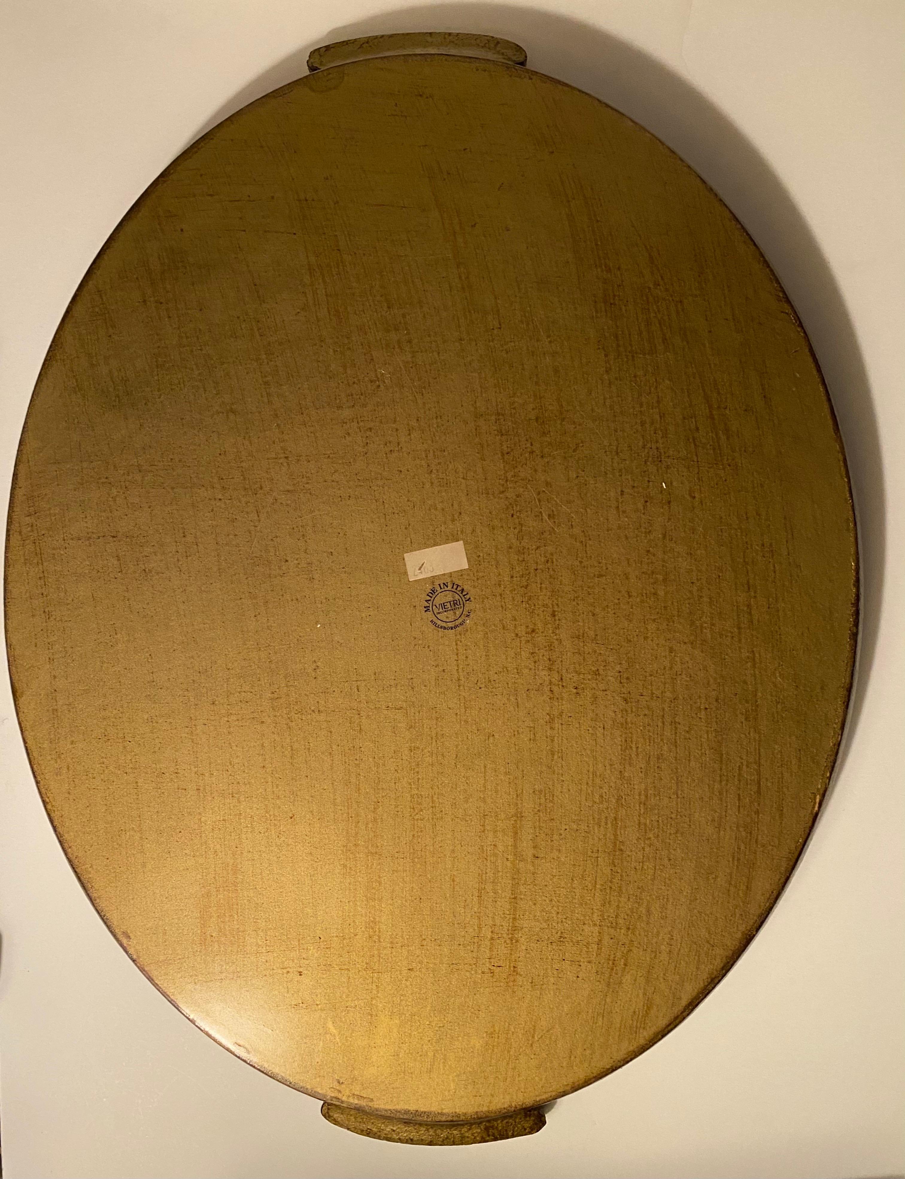Vietri Florentine Wooden Accesories Handled Gold Leaf Medium Oval Tray 1