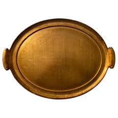 Vietri Florentine Wooden Accesories Handled Gold Leaf Medium Oval Tray