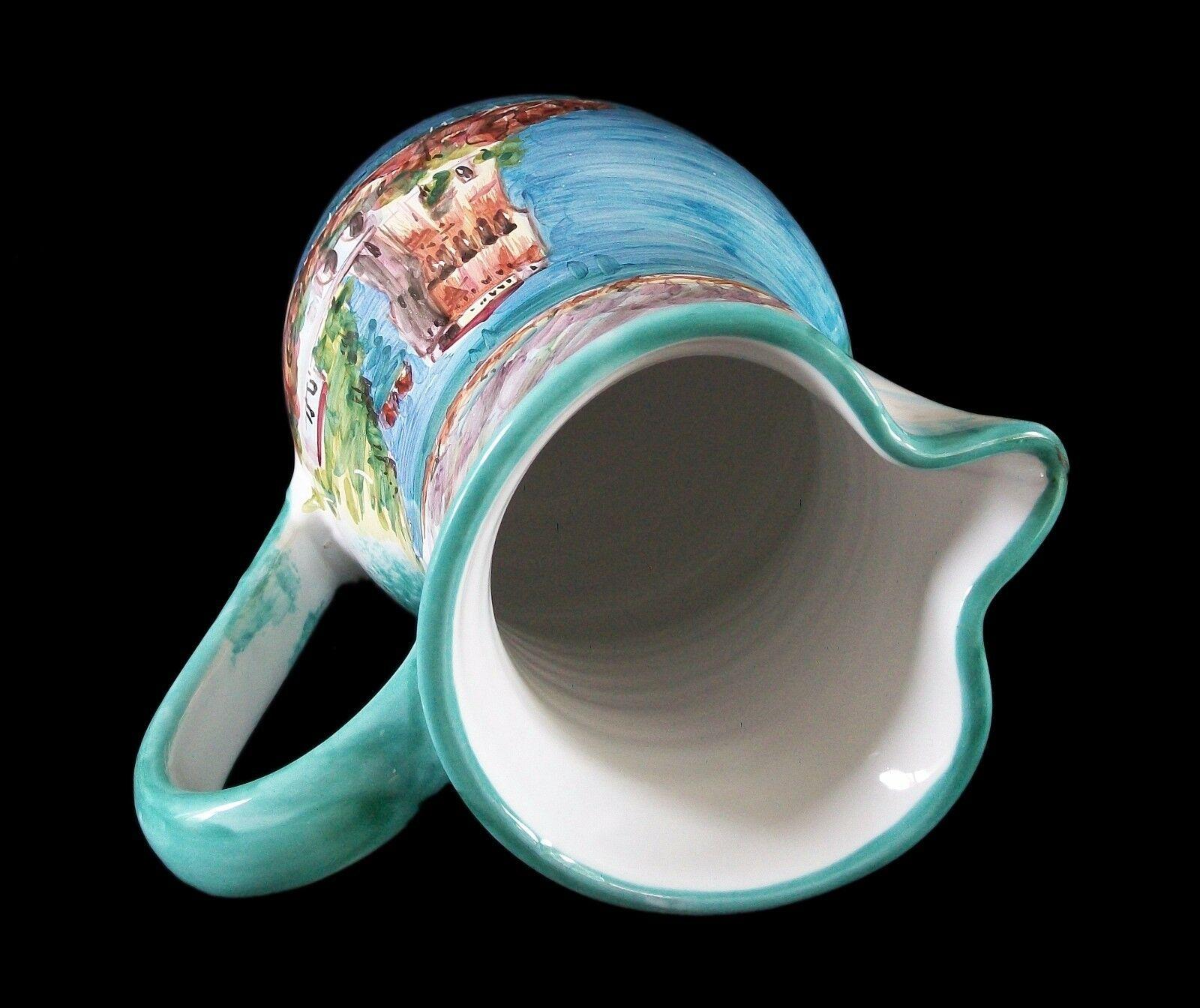 Ceramic VIETRI - Vintage Hand Painted & Wheel Thrown Pitcher - Italy - 20th Century For Sale