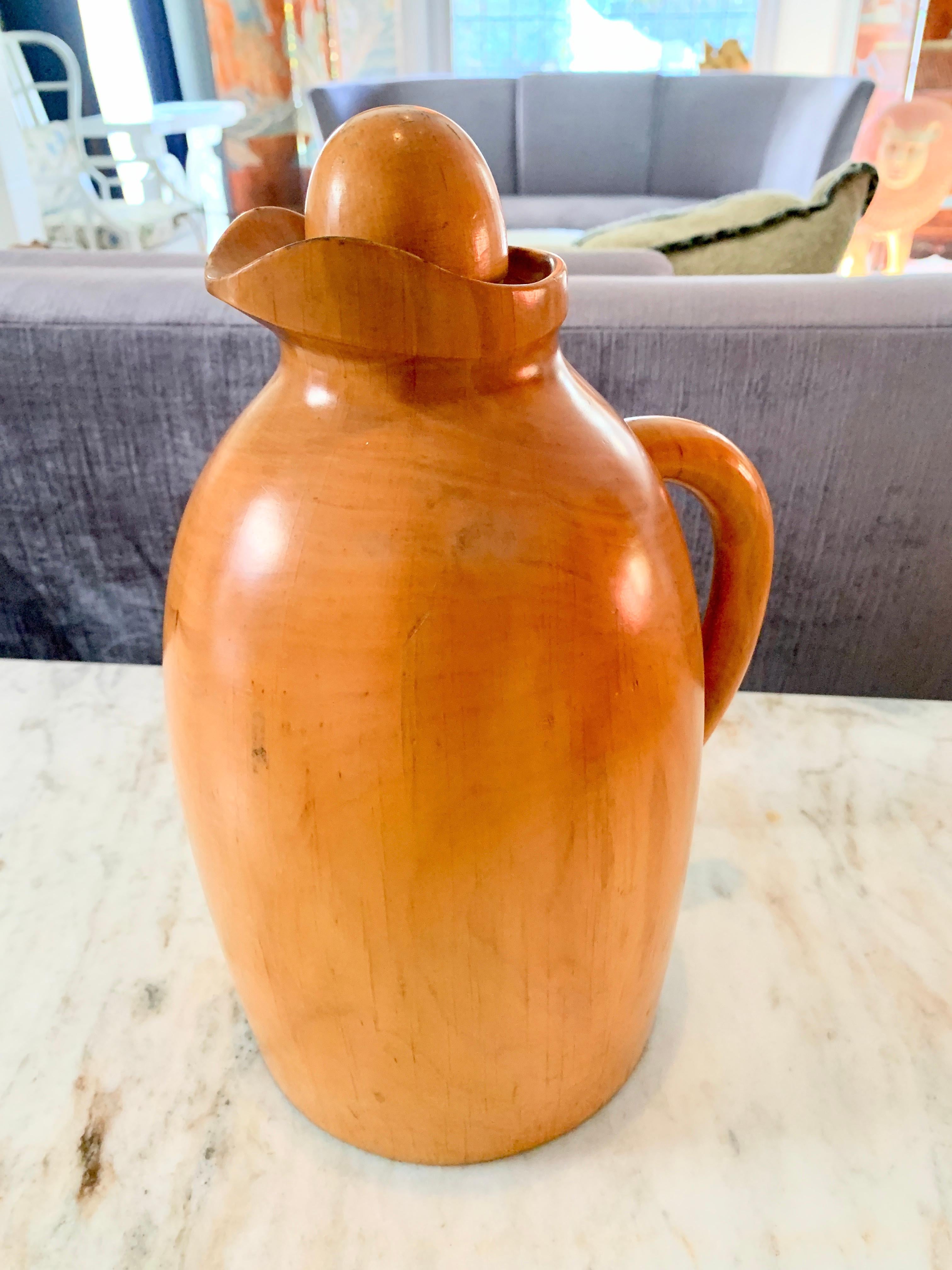 Glass Vietri Wooden Thermos Pitcher by Manzoni Pietro For Sale