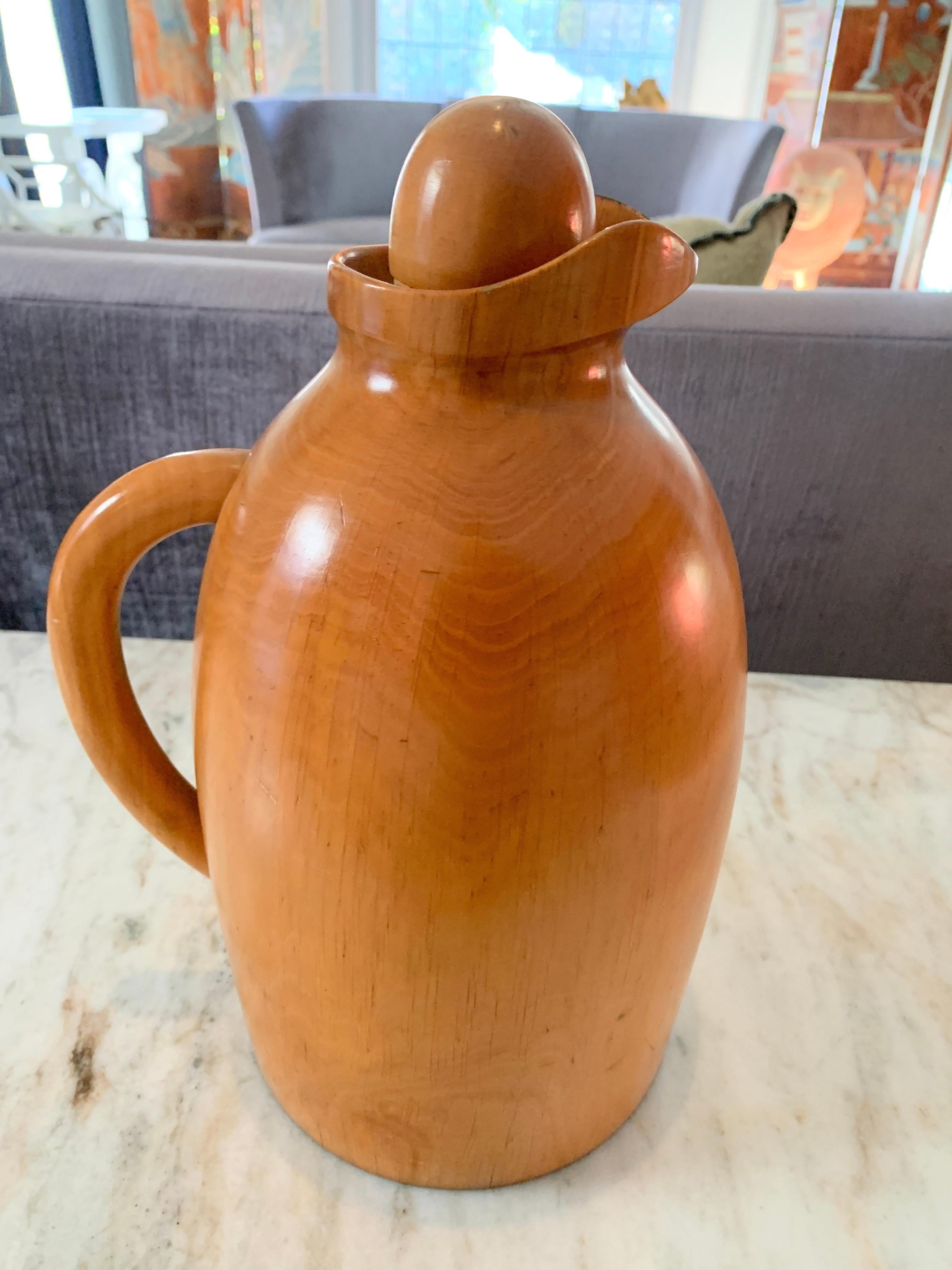 Vietri Wooden Thermos Pitcher by Manzoni Pietro In Good Condition For Sale In Los Angeles, CA