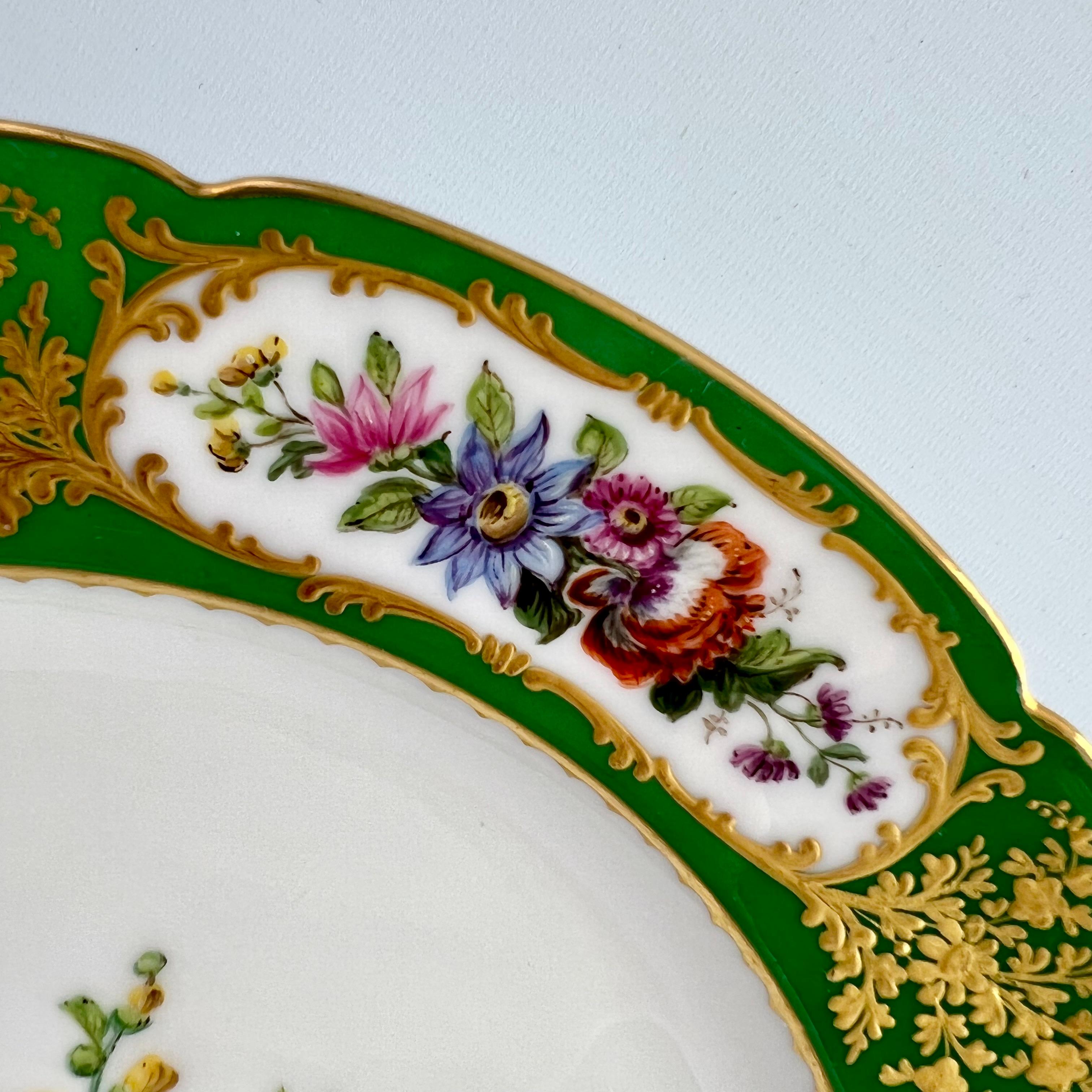Vieux Paris Feuillet Set of 6 Plates, French Green, Gilt and Flowers, 1817-1834 5
