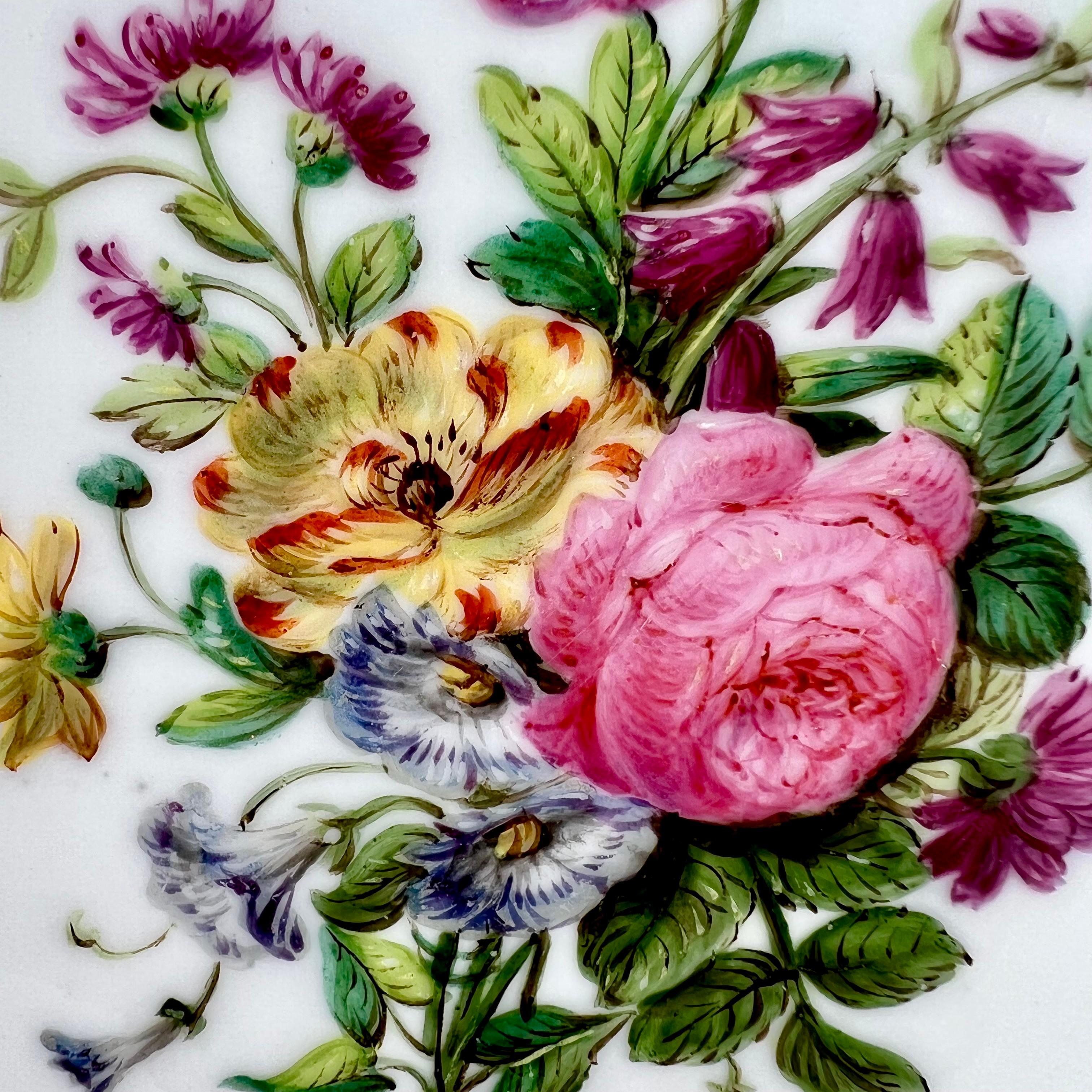 Hand-Painted Vieux Paris Feuillet Set of 6 Plates, French Green, Gilt and Flowers, 1817-1834