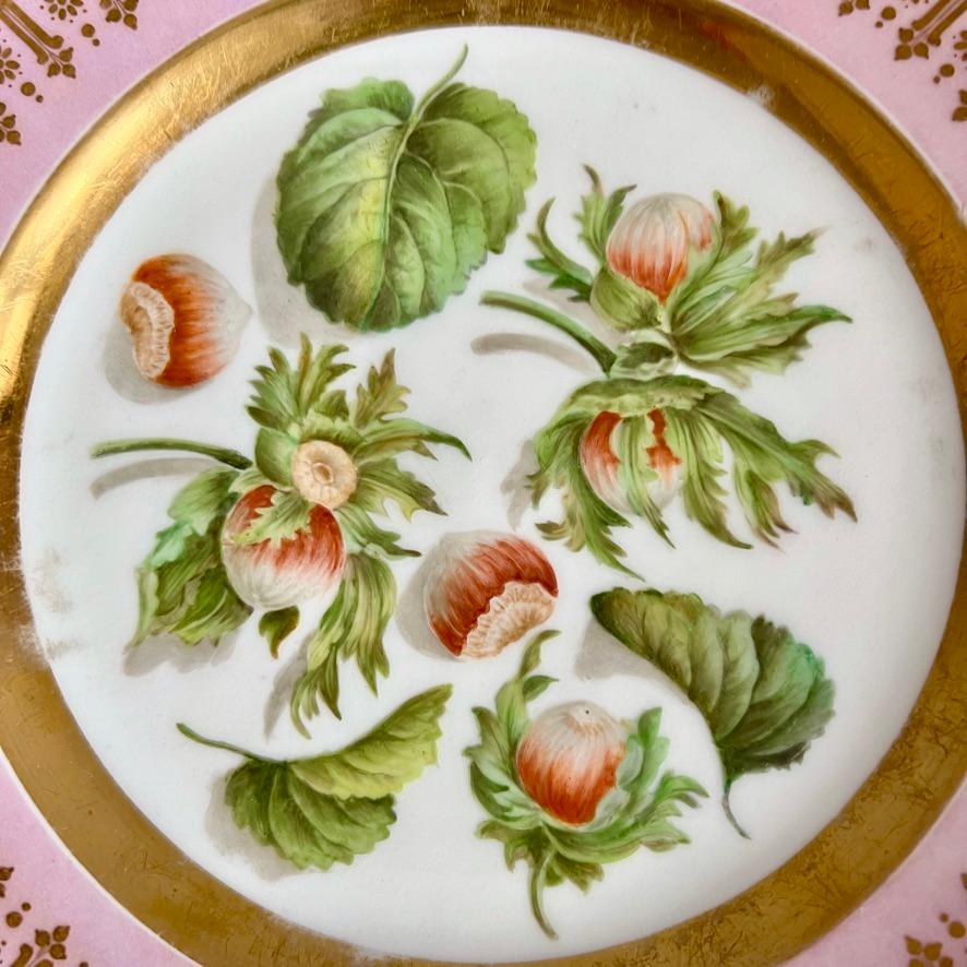 Vieux Paris Porcelain Set of 6 Plates, Mauve, Gilt and Sublime Fruits, ca 1865 For Sale 3