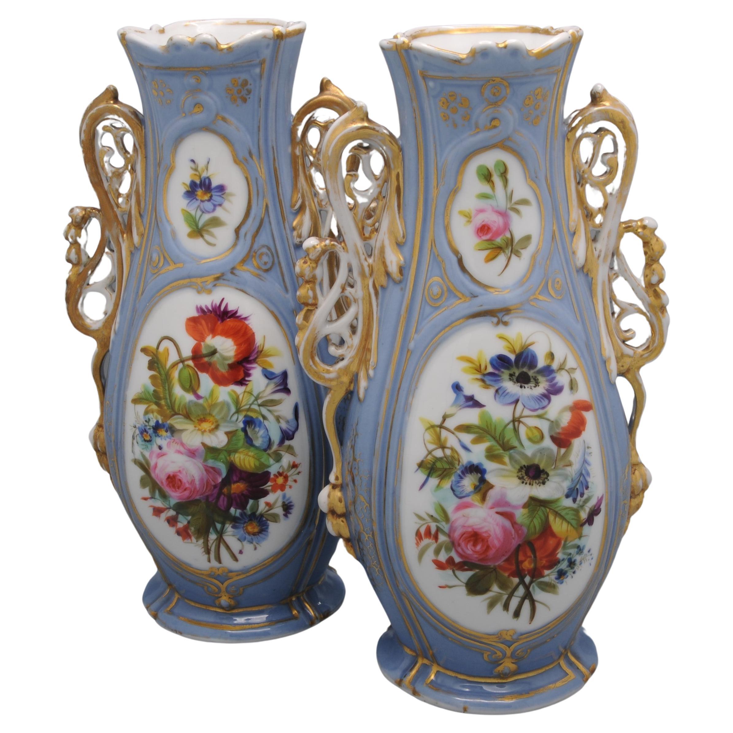 Vieux Paris / Vieux Bruxelles - Pair of Rococo Revival Vases For Sale