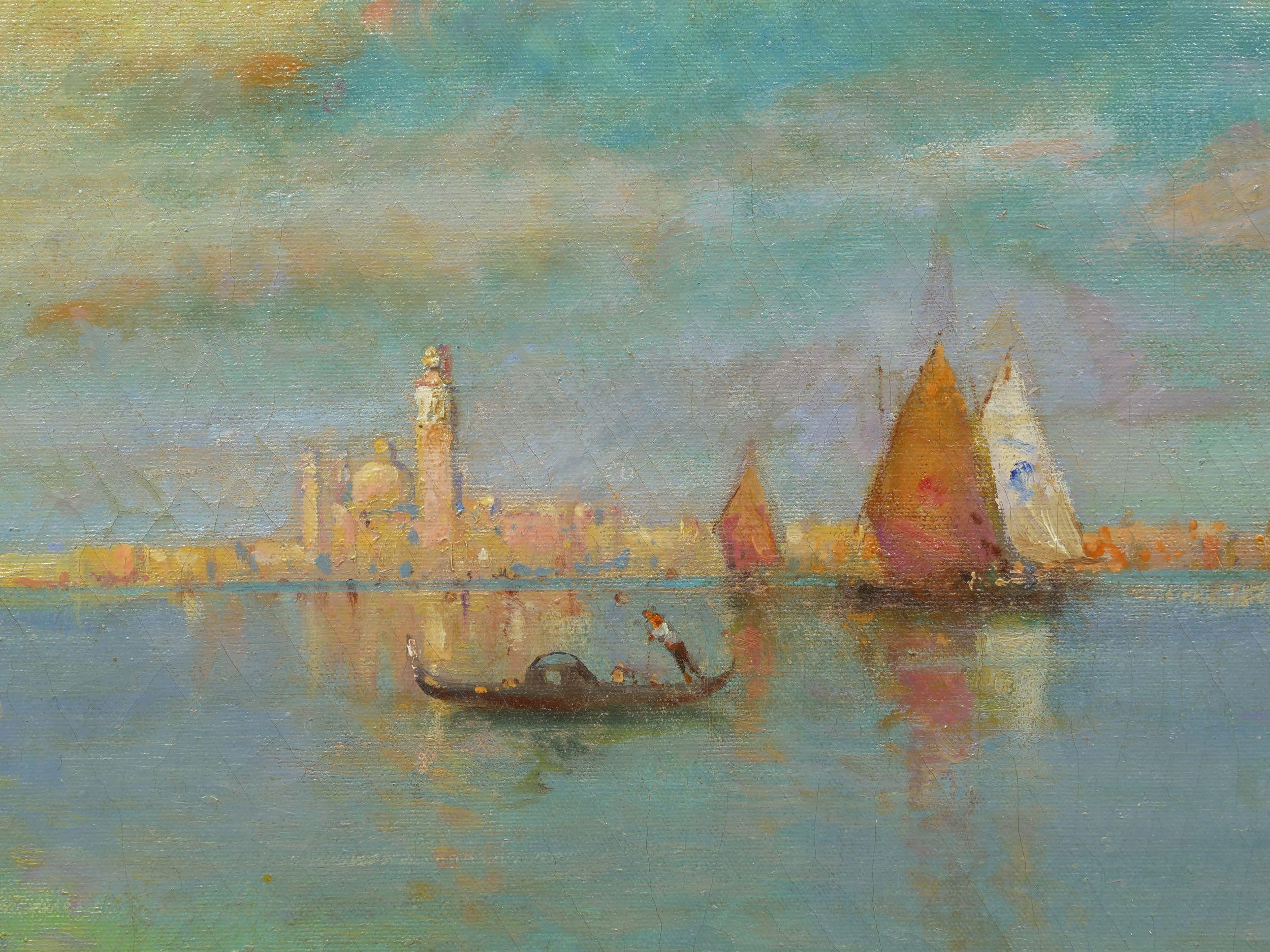 View Across the Lagoon, Venice Antique Painting by Nicholas Briganti 2