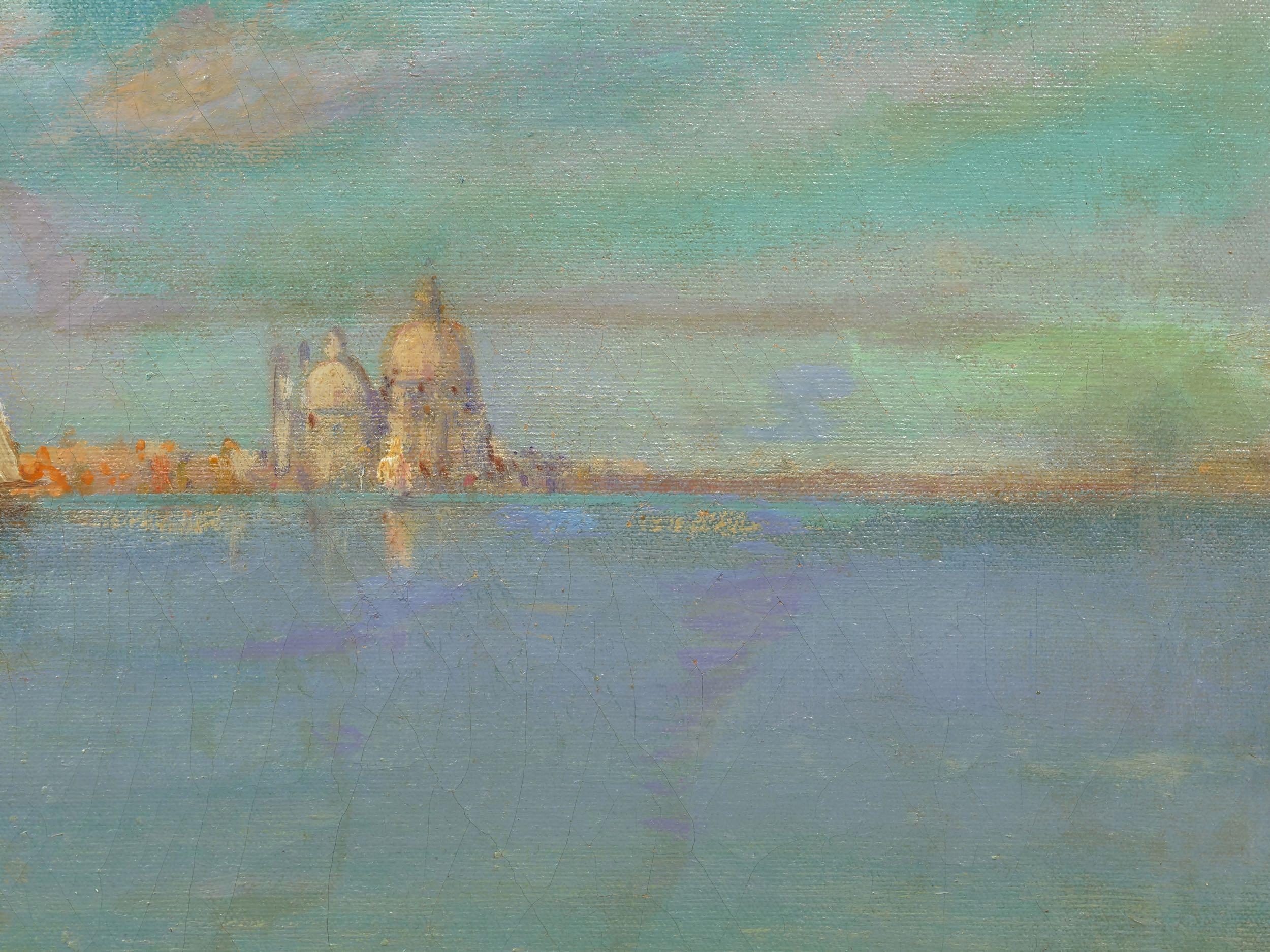 View Across the Lagoon, Venice Antique Painting by Nicholas Briganti 3