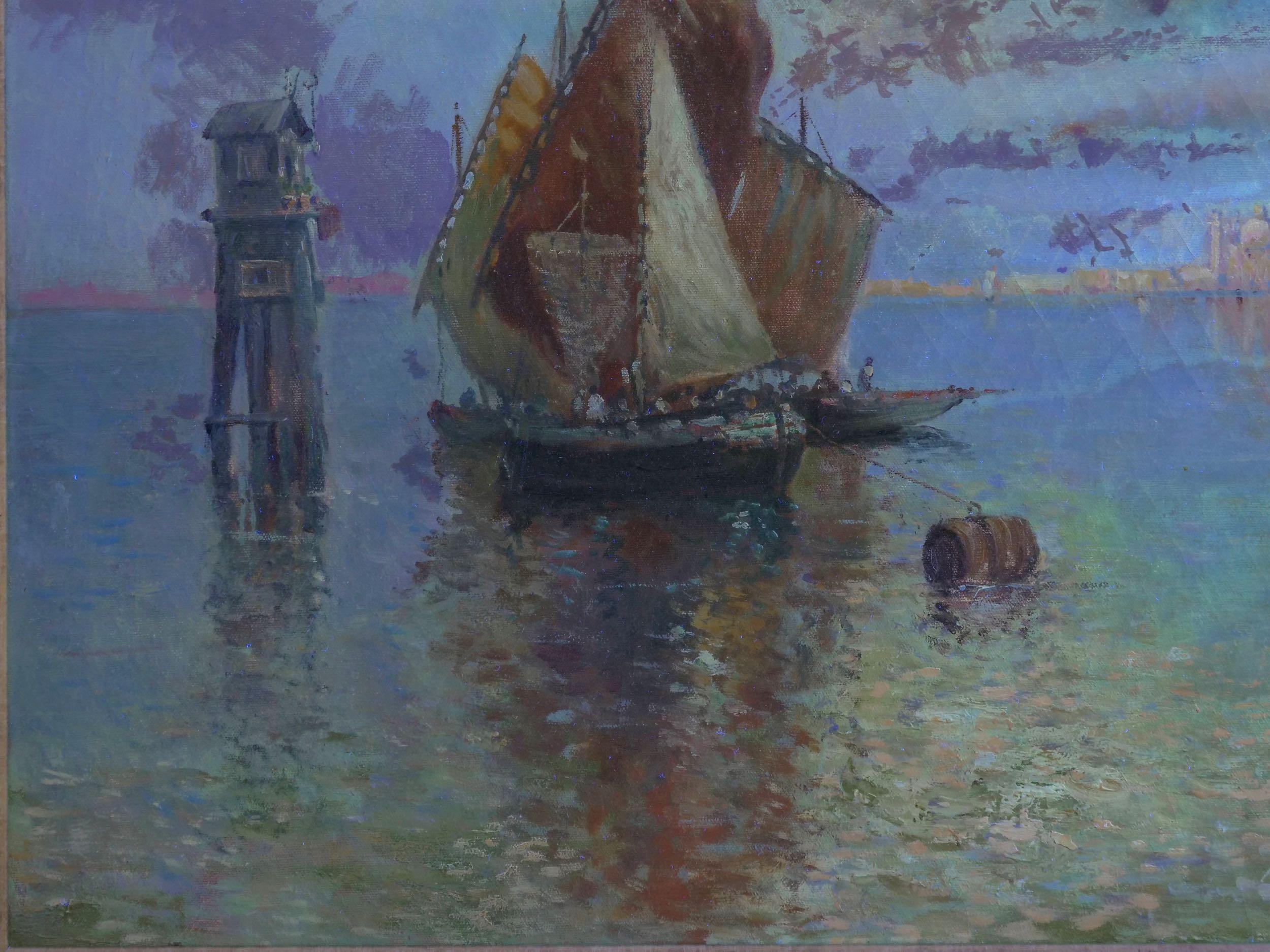 View Across the Lagoon, Venice Antique Painting by Nicholas Briganti 8